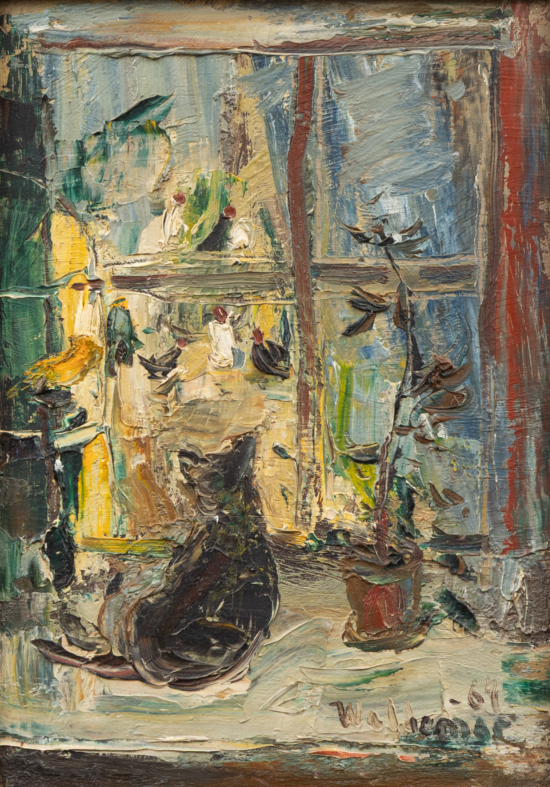 ÅKE WALDERMAR LARSSON (1913-1995). "Katten, 1968", olja på pannå, signerad.
