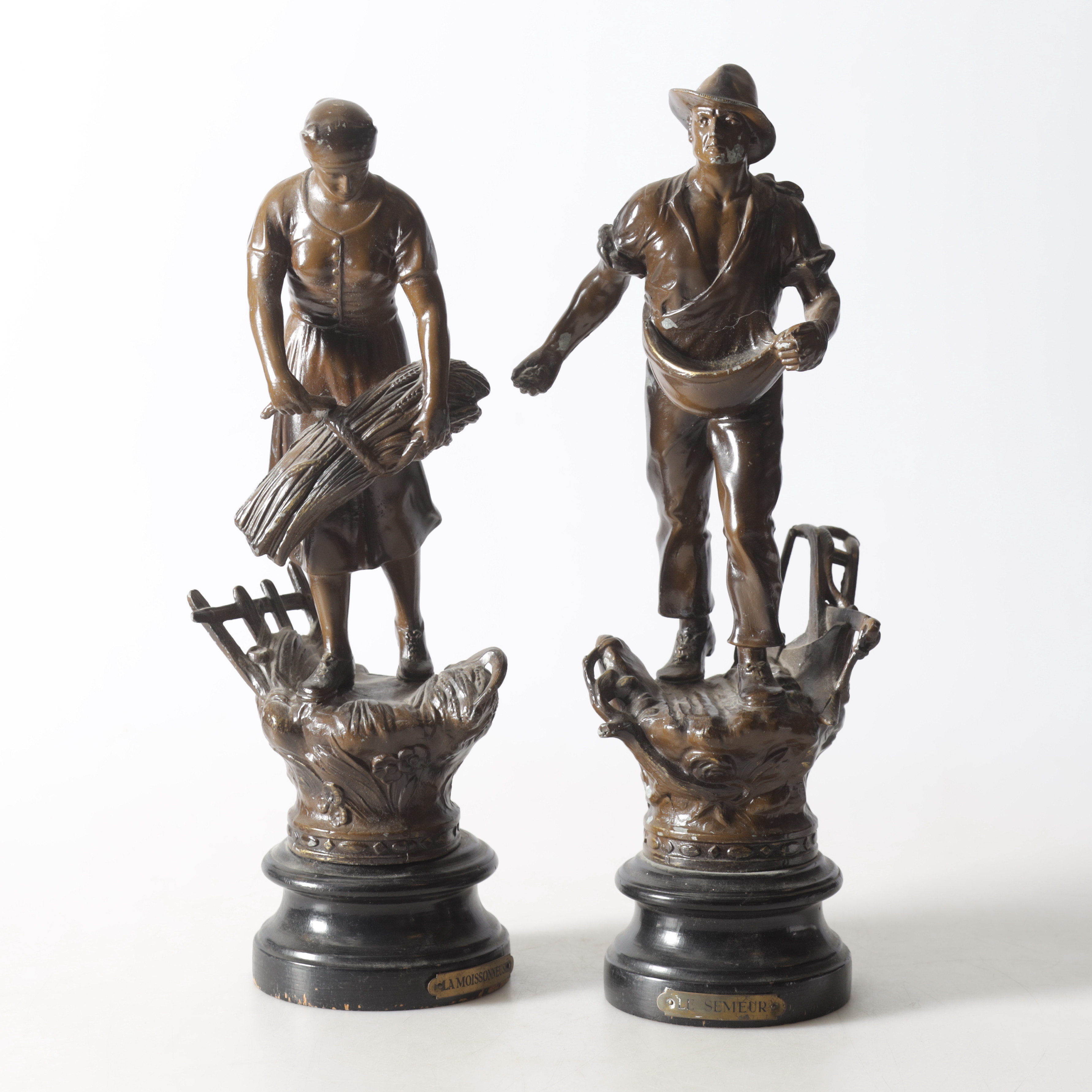 FIGURINER, 1 par, patinerad zink, Frankrike, 1900-talets första hälft.