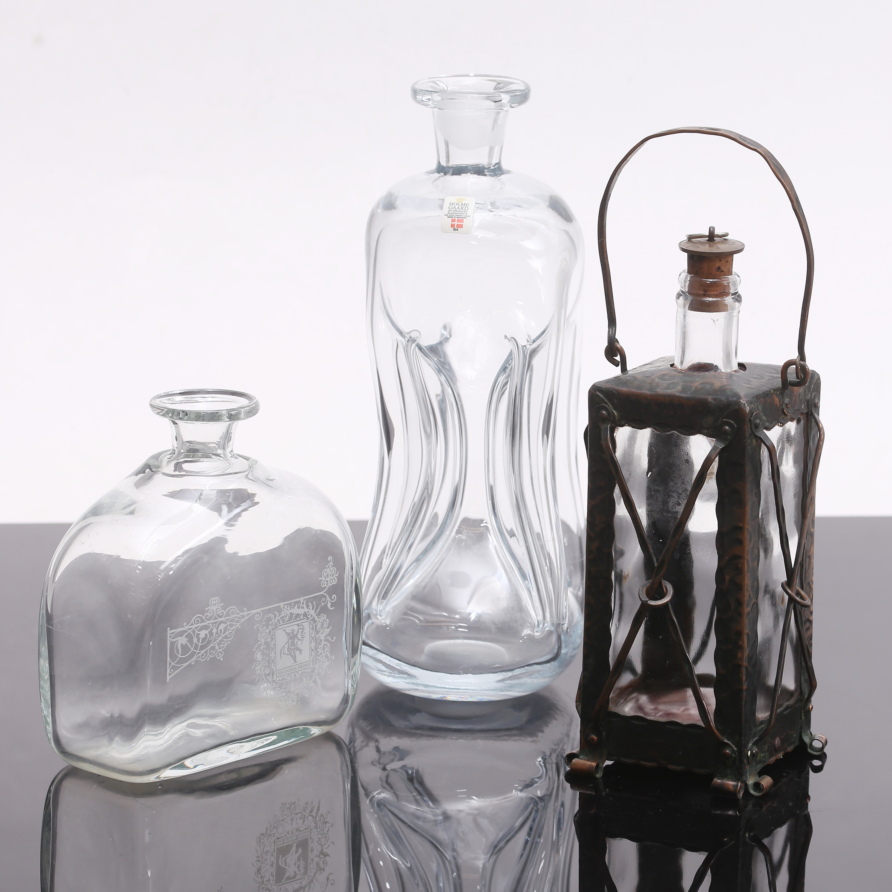 FLASKOR 3 st, glas, bla Holmegaard.