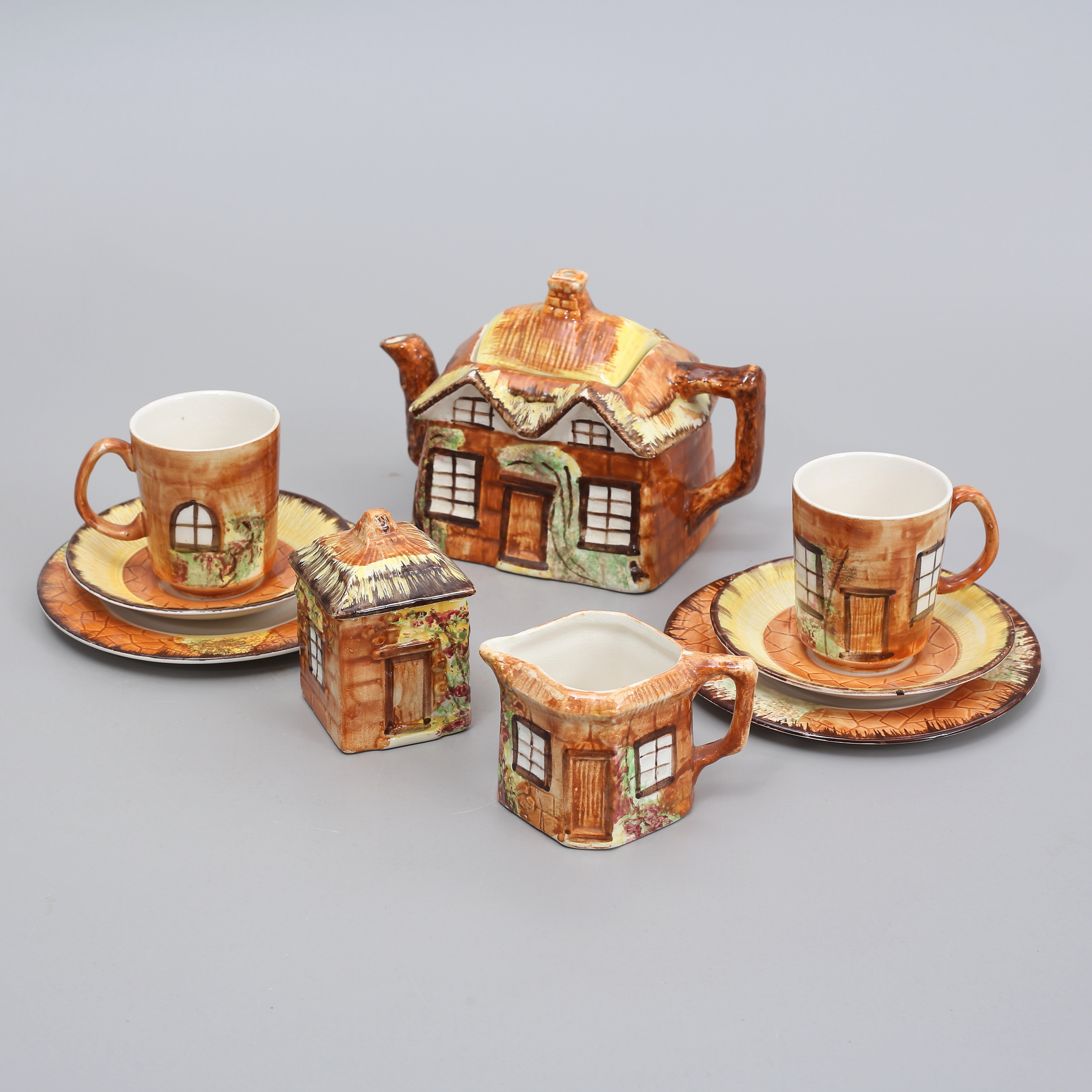 TESERVISDELAR, 9 st, flintgods, Cottage Ware, Price Kensington England.