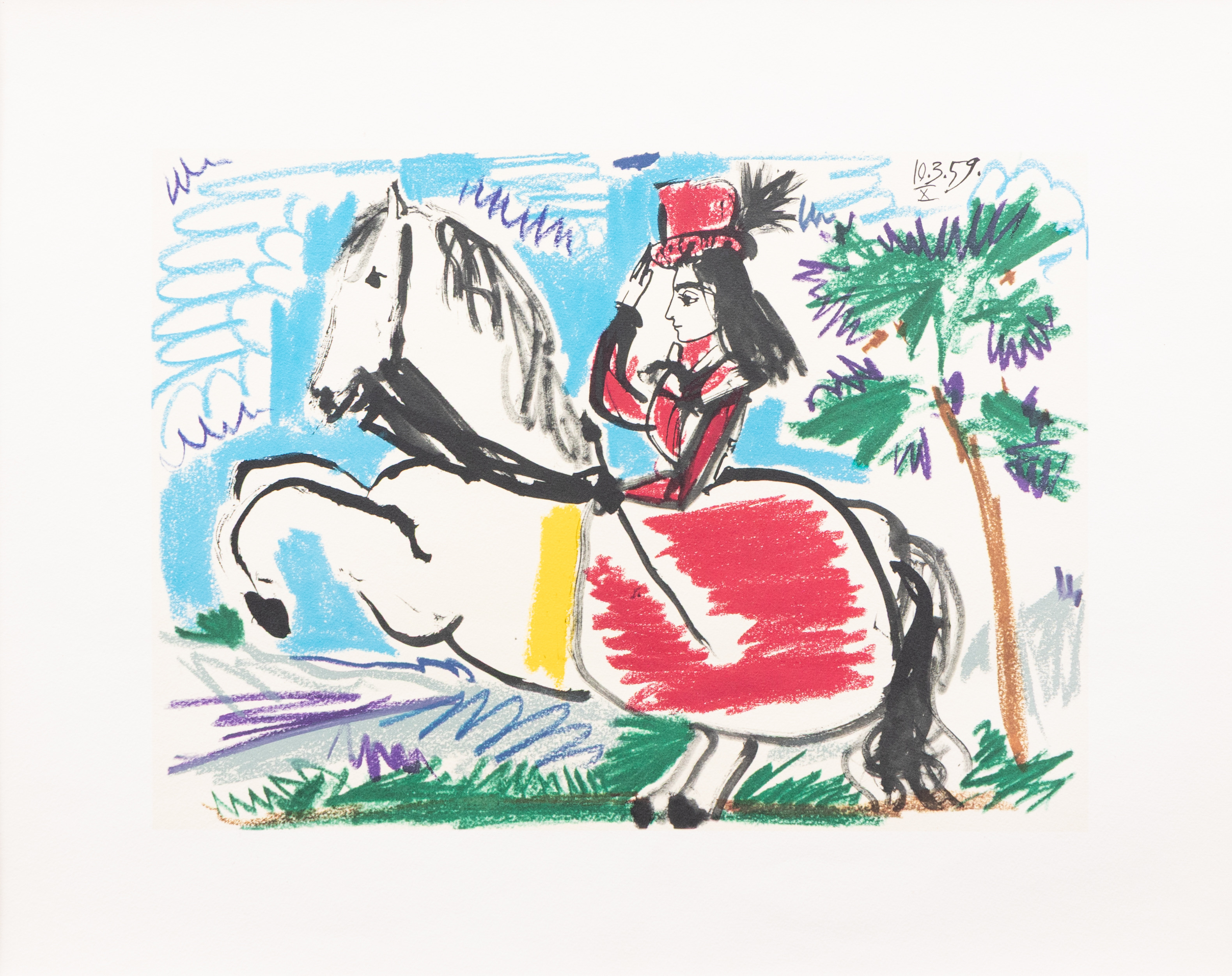 PABLO PICASSO. EFTER. "Jaqueline a Caballo", offsettryck, oisgnerad.