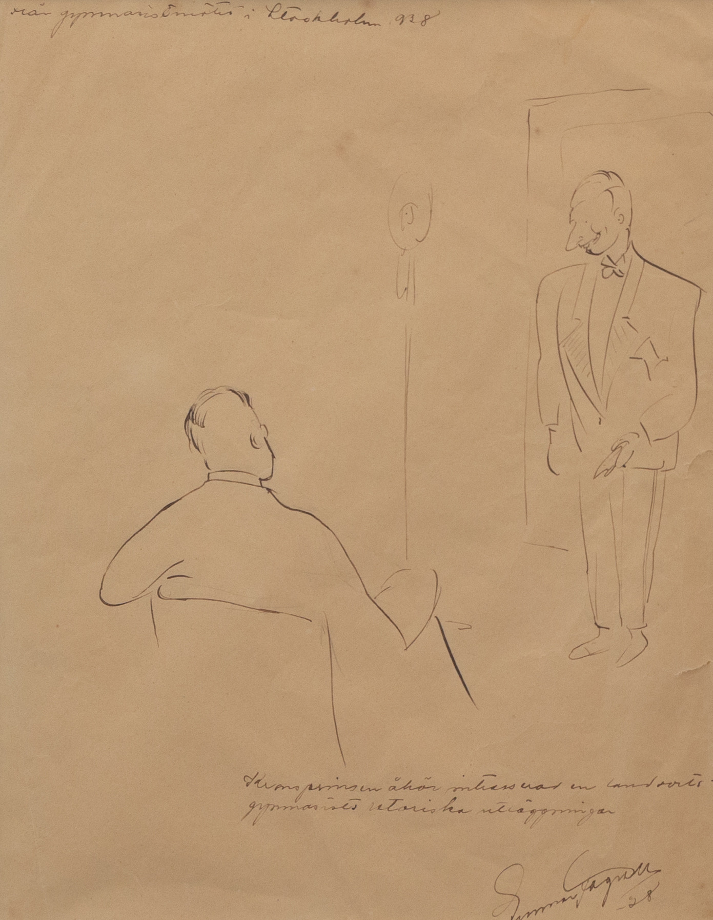 GUNNAR FRAGELL (1908-1977). "Från gymnasistmötet i Stockholm 1938".