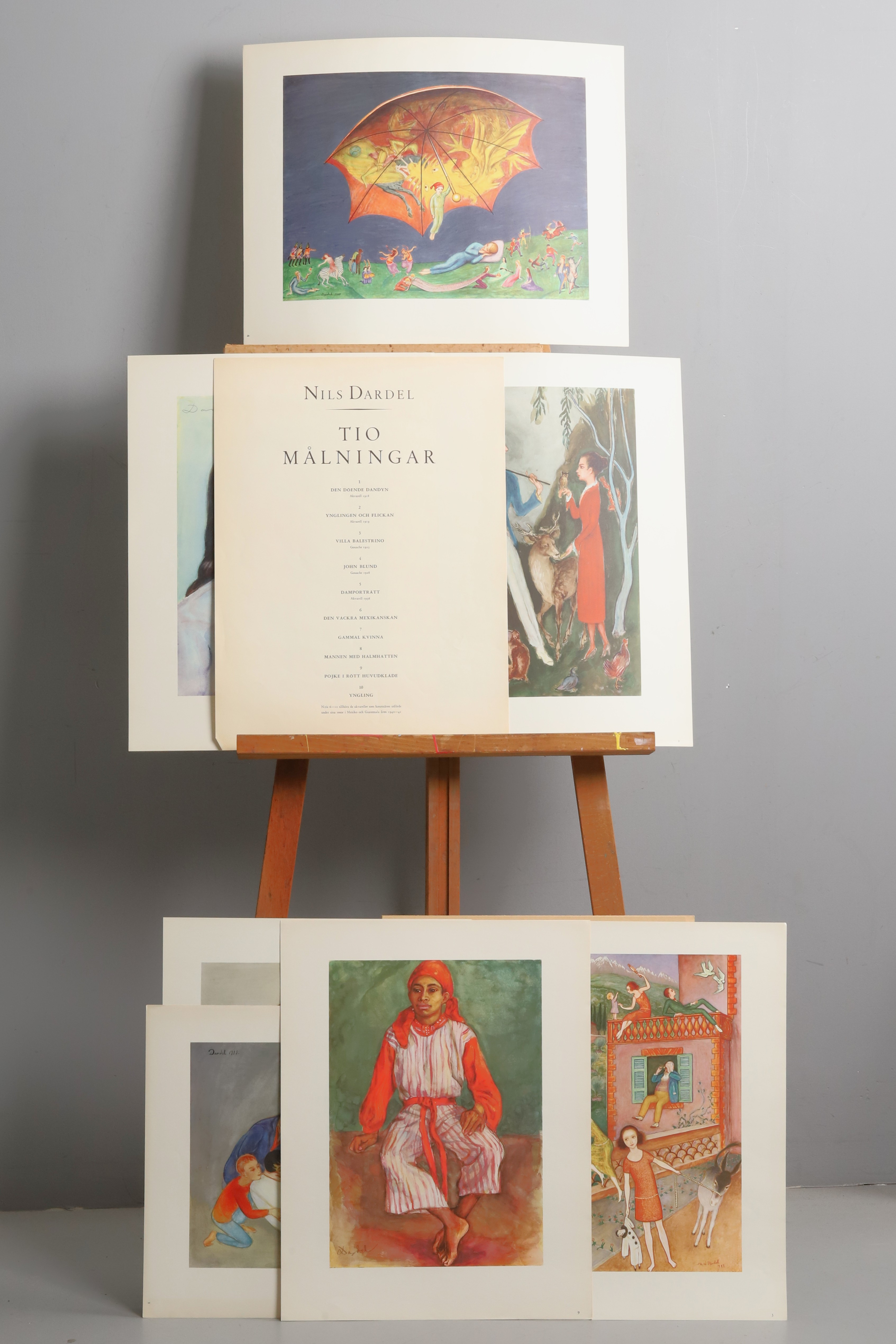 NILS DARDEL. EFTER. Mapp, 10 (+1) färgreproduktioner, Bonniers, 1900-tal.