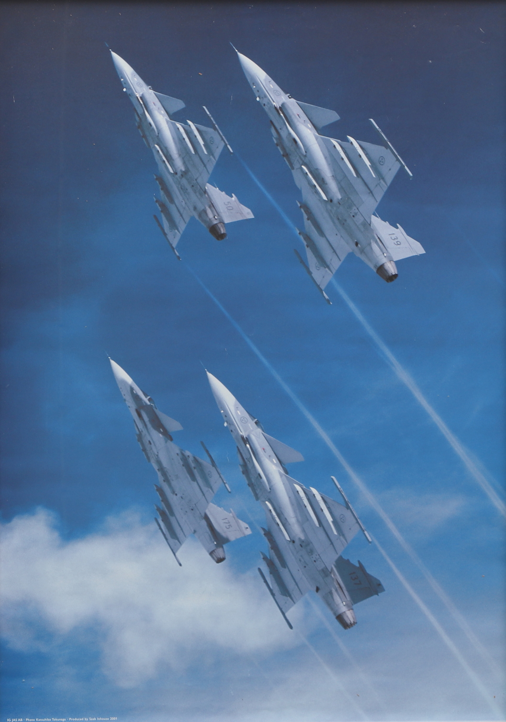 KATSUHIKO TOKUNAGA. Affisch, Flygplan, bl.a. Jas 39 Gripen, IG JAS AB, SAAB Inhouse, 2001.