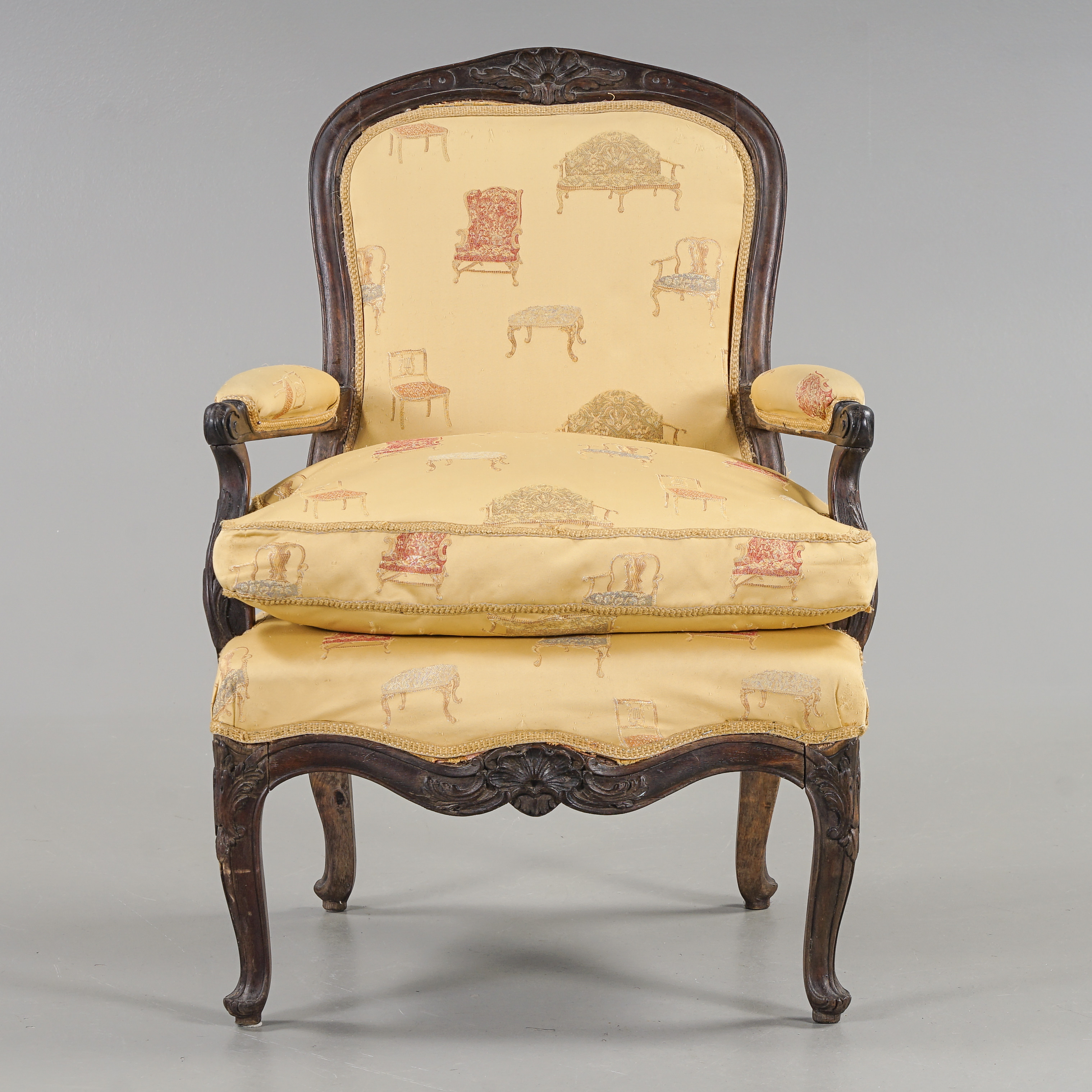 FÅTÖLJ Rokokostil, 1800-tal.