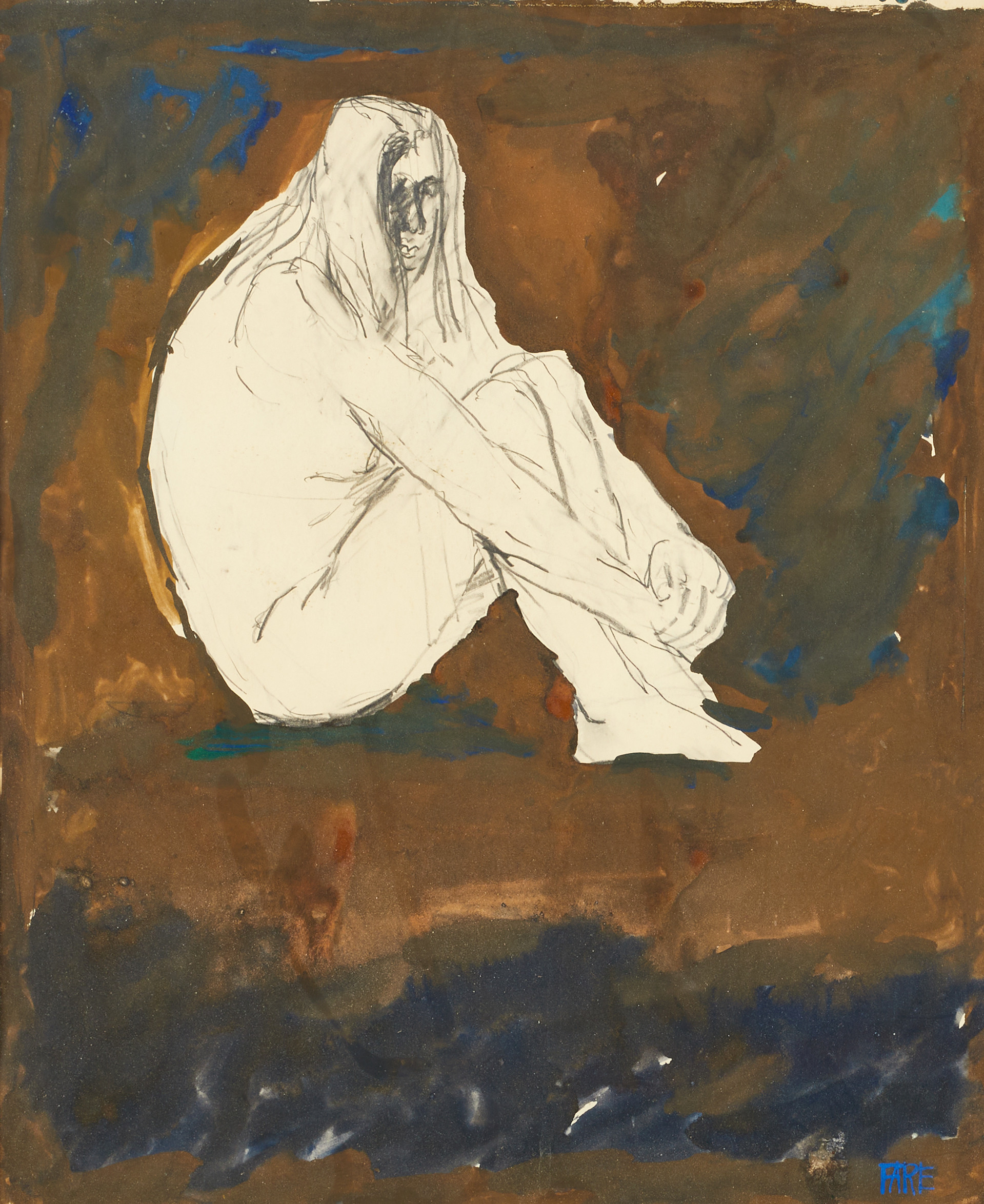 LEOPOLD FARE (1926-1996). "Ylva i dunkelt ljus", signerad och daterad 1972, blandteknik på papper.