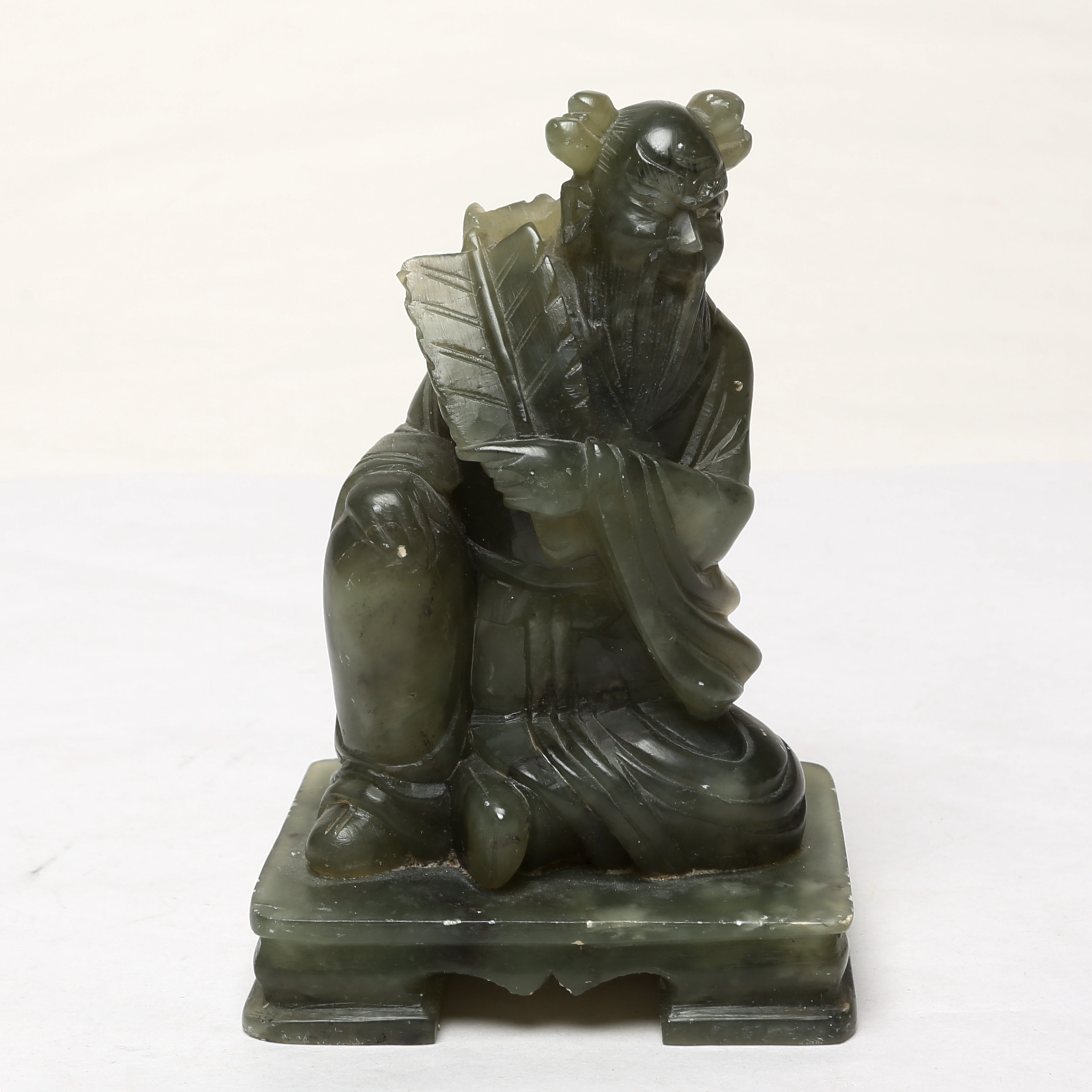 SKULPTUR, sannolikt jade, 1900-tal.