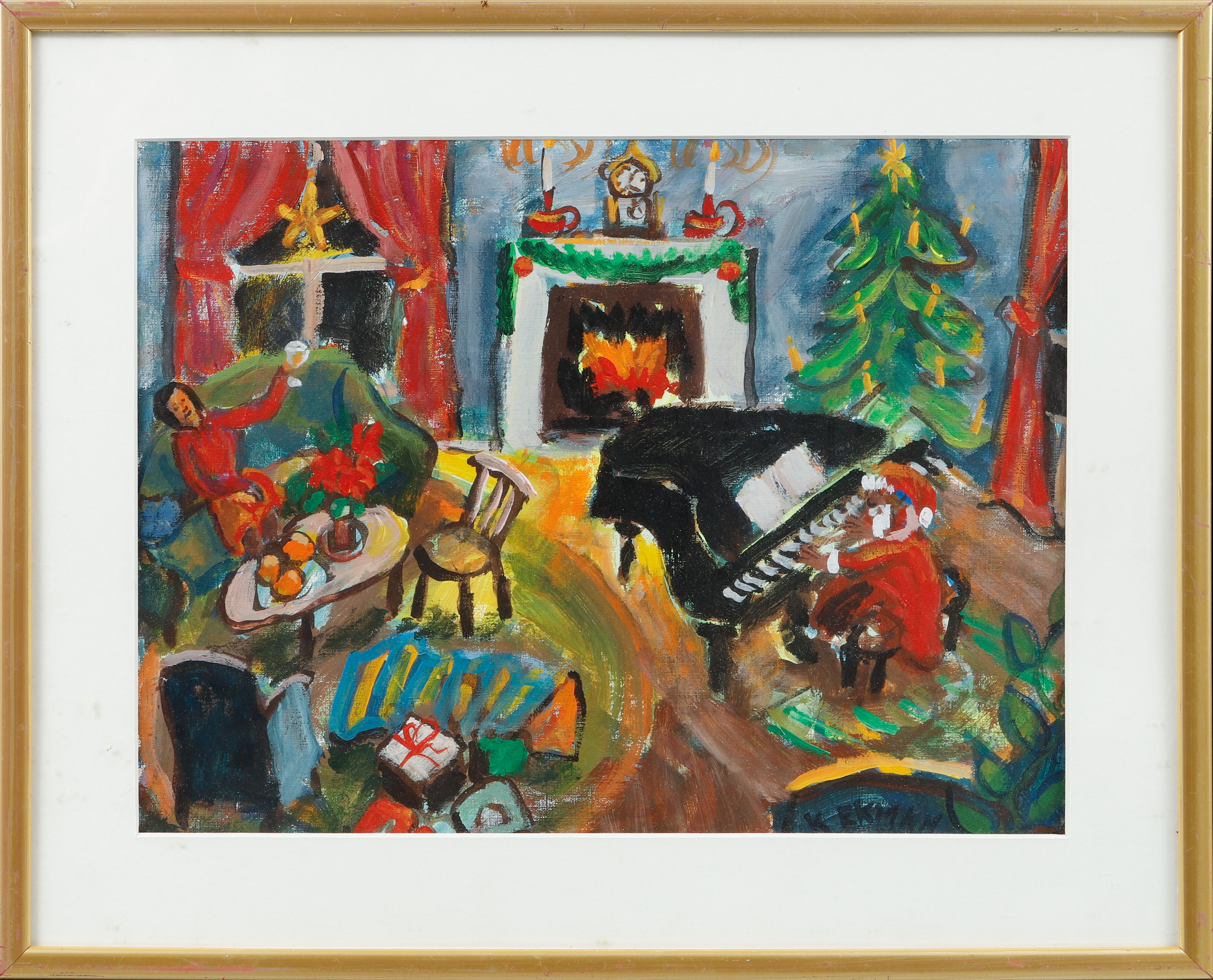 KRISTER EKMAN. "Nu är det jul igen", blandteknik, signerad.