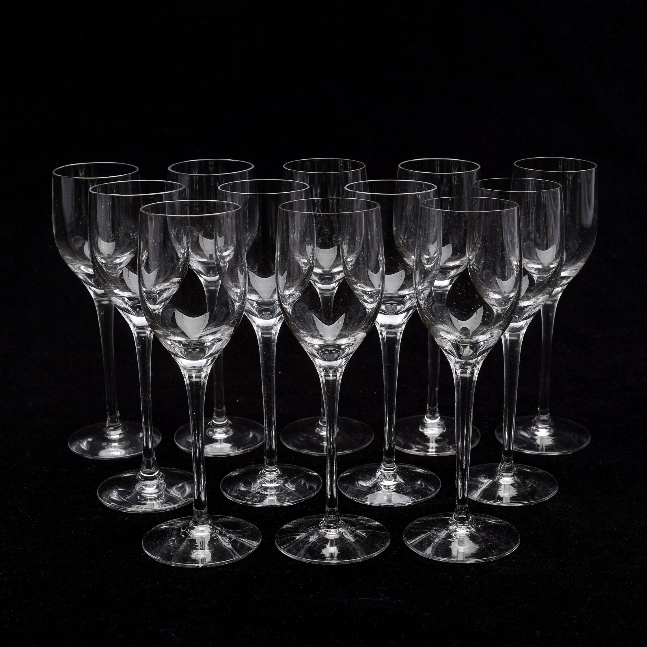 NILS LANDBERG. LIKÖRGLAS, 12 ST, "ILLUSION", ORREFORS.
