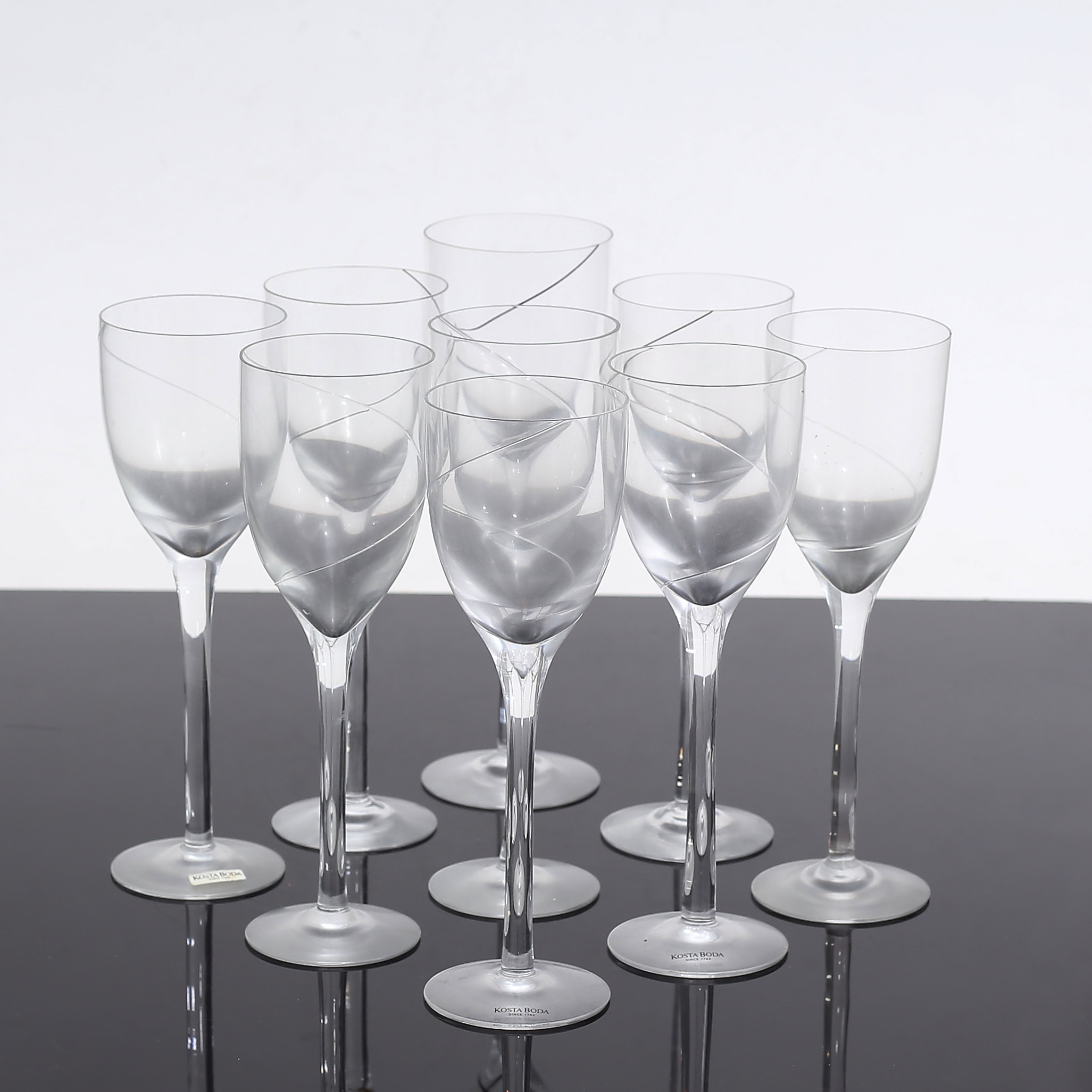 ANNA EHRNER. Glas 9 st, "Line", Kosta Boda.