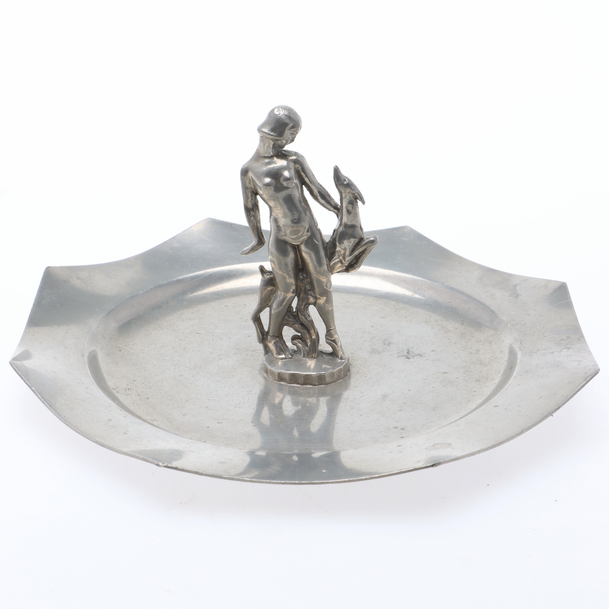 FAT, tenn, kvinna med rådjur, art deco, CG Hallberg, 1930-tal.