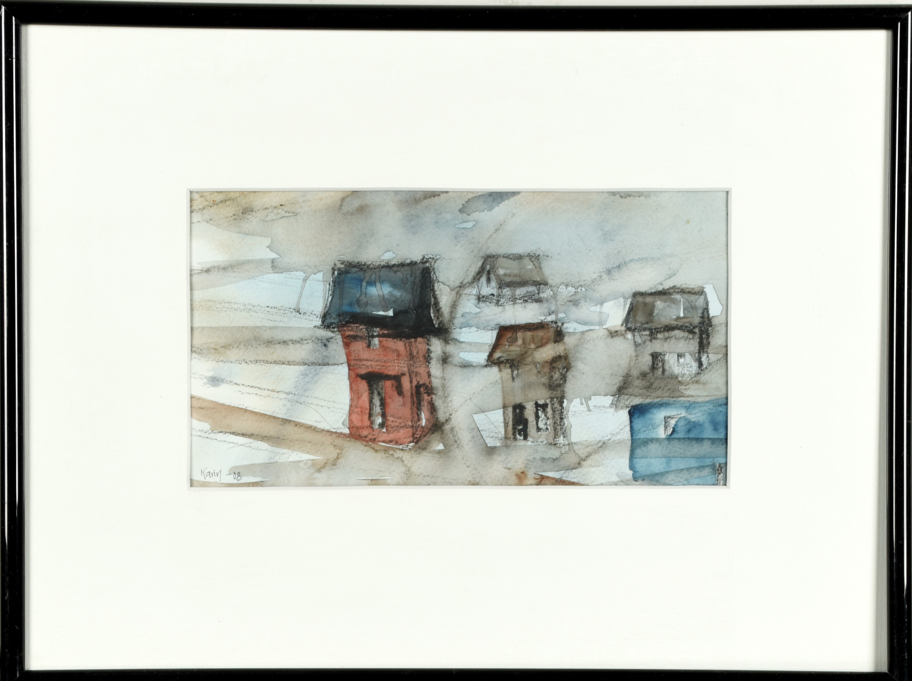 KARIN LINDBERG. Akvarell på papper, "Bymotiv",Signerad och daterad 2008.