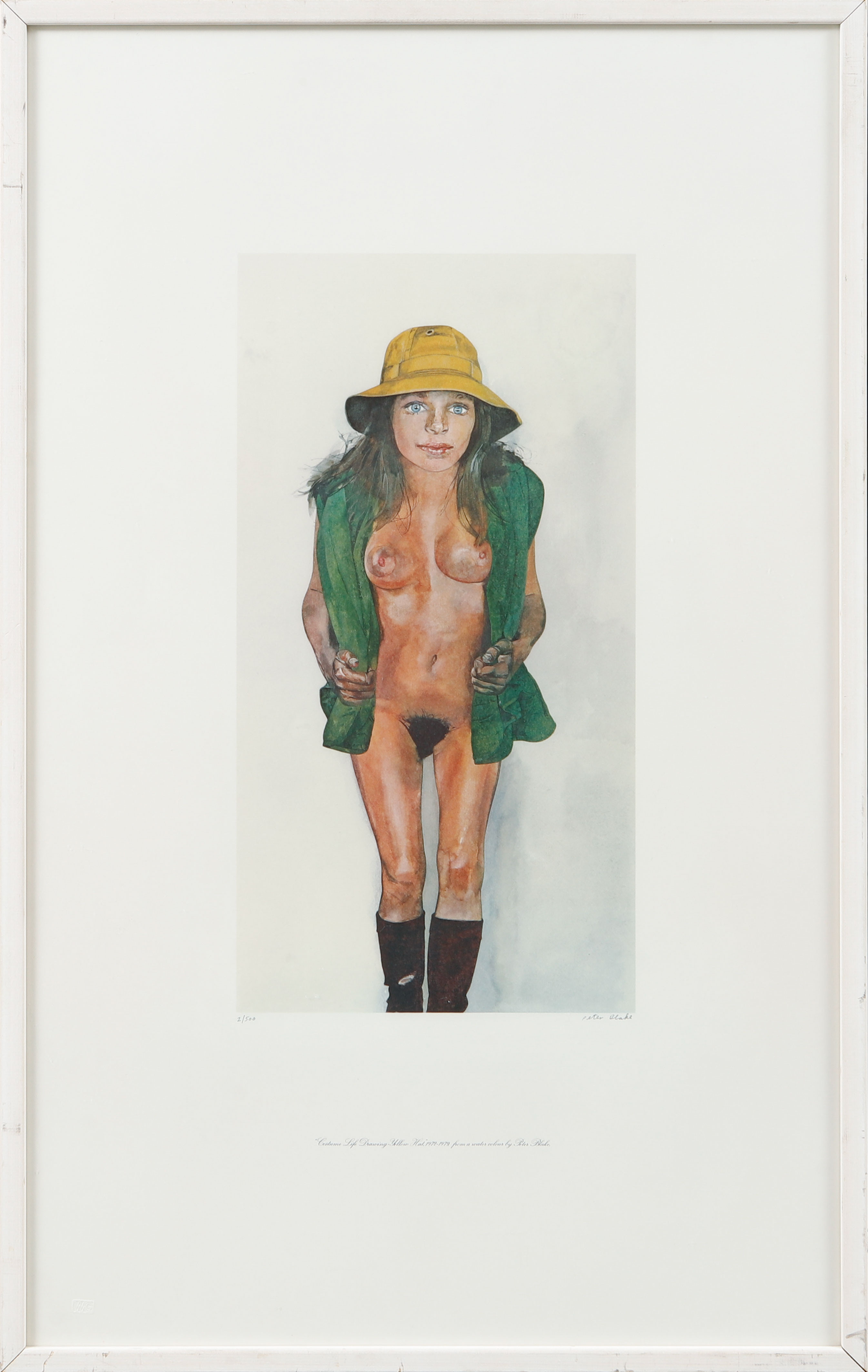 PETER BLAKE. "Costume life drawing yellow hat", färglitografi, signerad och numrerad 2/500.