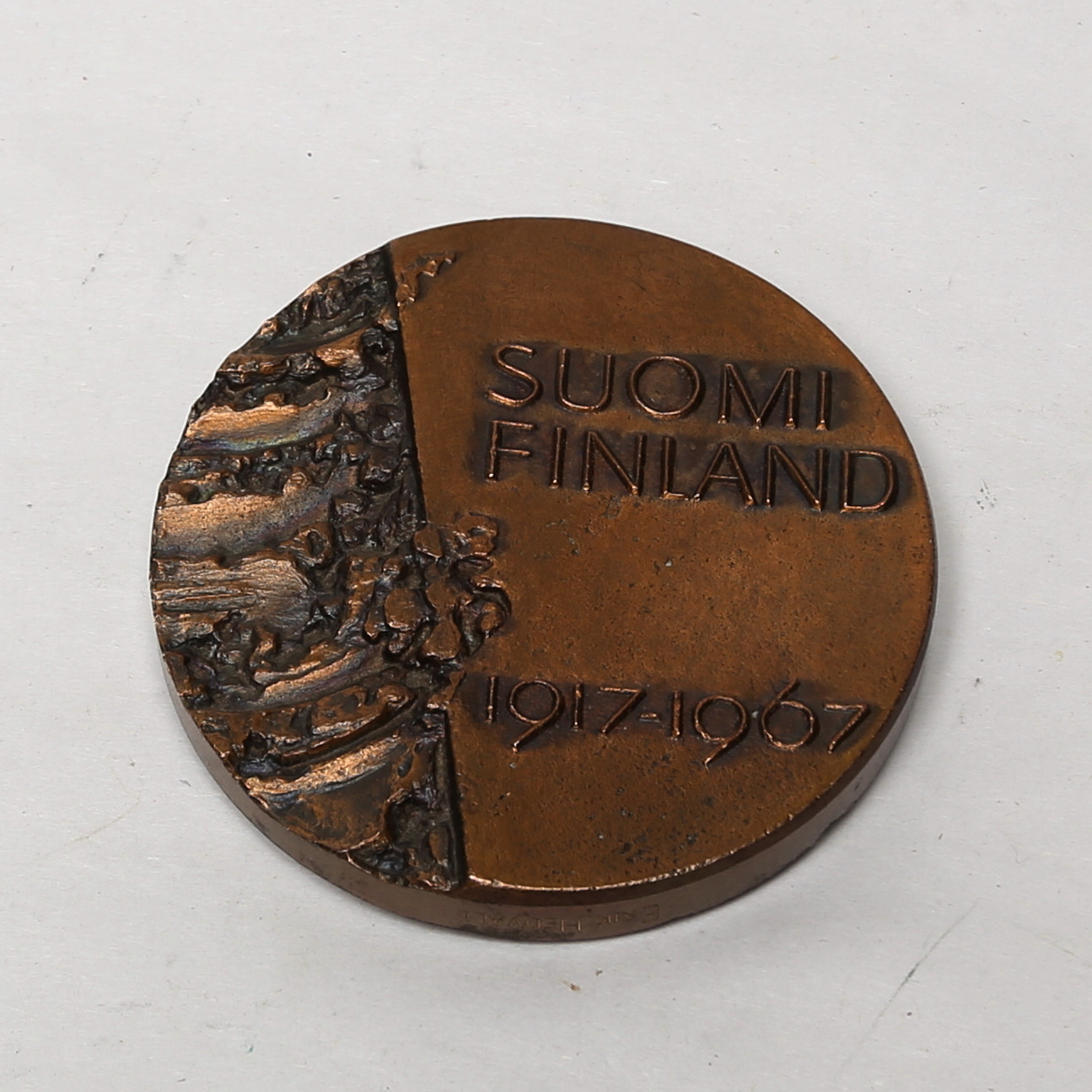 MEDALJ, koppar, Finland, sannolikt 1967.