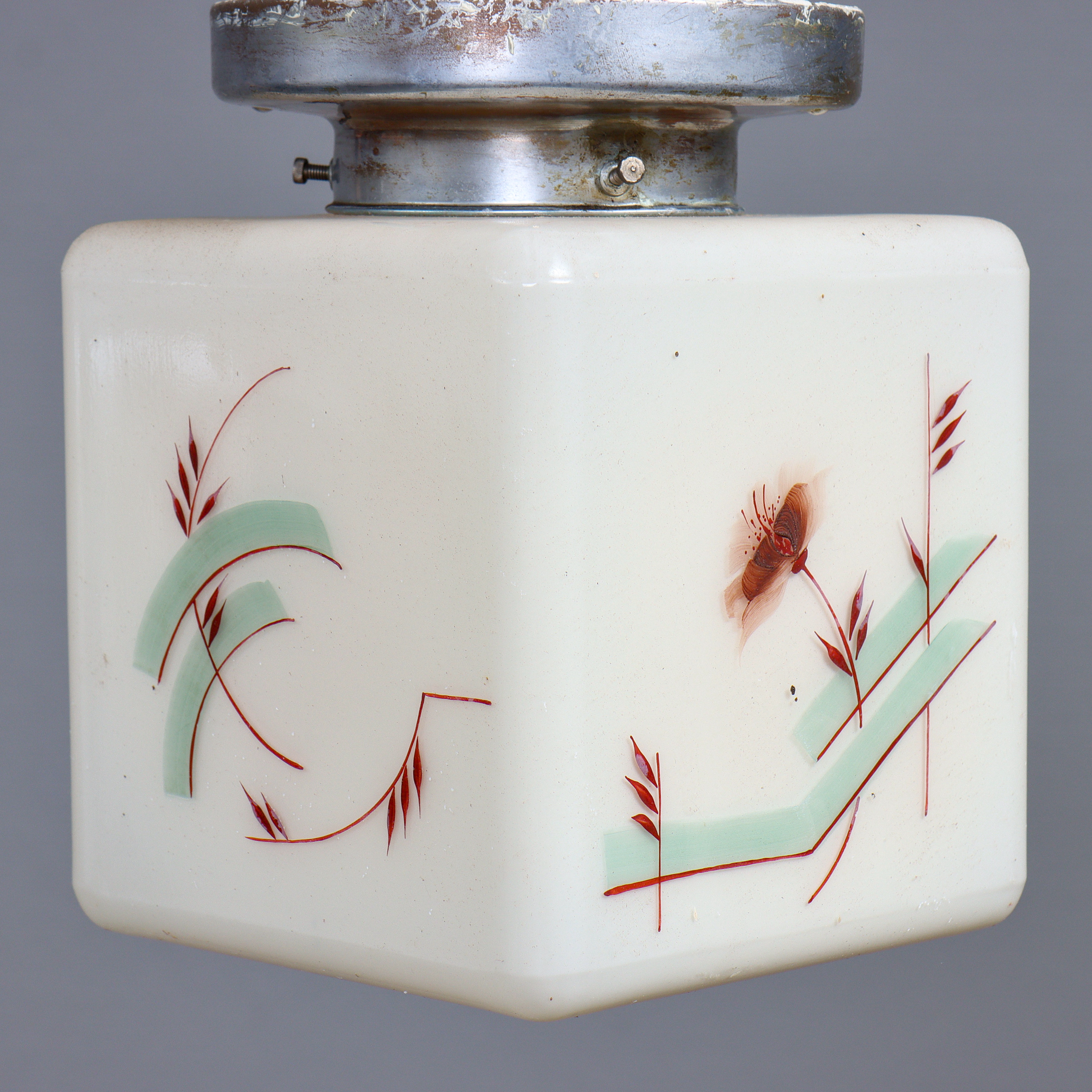 TAKLAMPA "ART DECO" KUB I GLAS, 1930/1940-TAL.