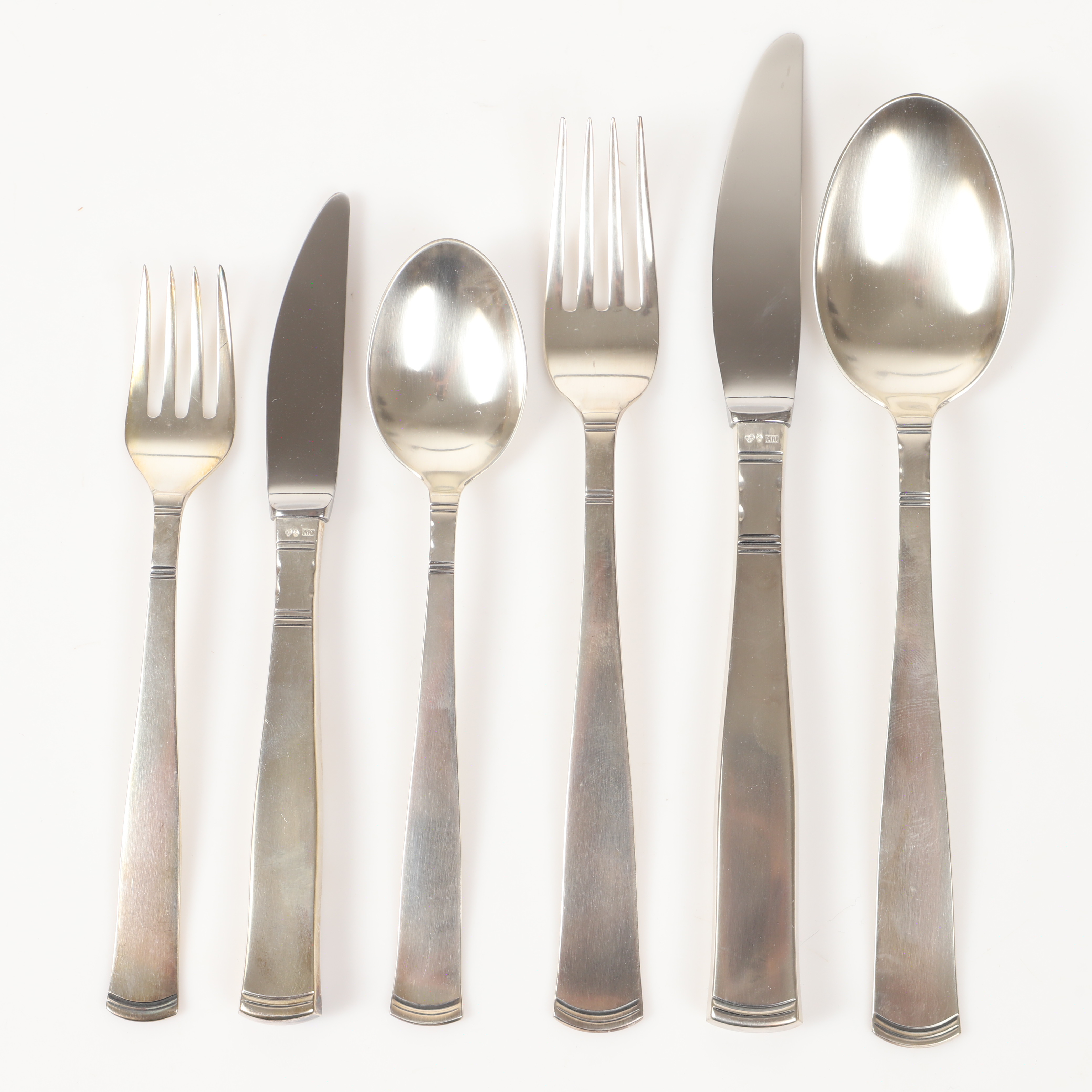 JACOB ÄNGMAN. Bestickuppsättning, 72 delar, "Rosenholm", silver, GAB.
