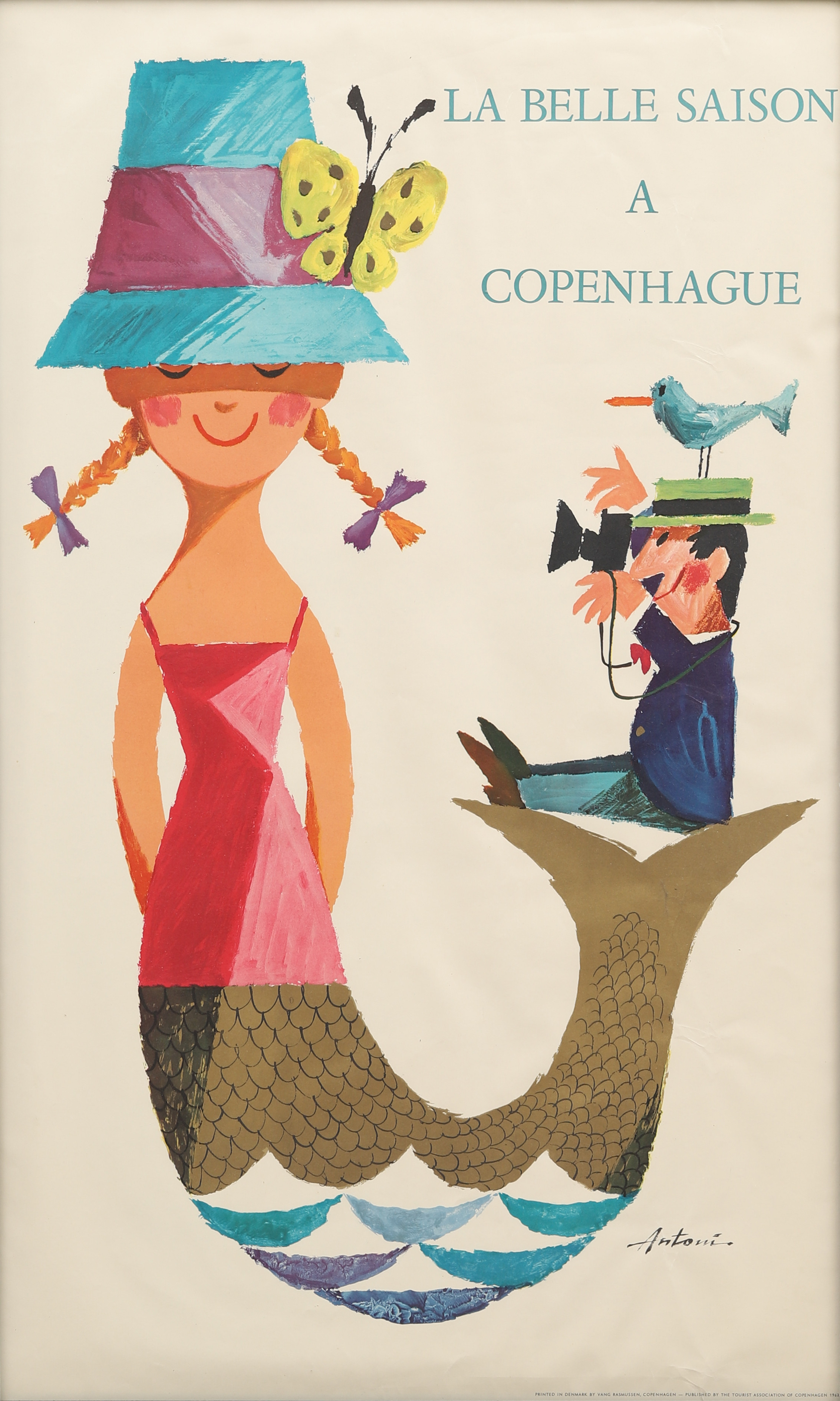 IB ANTONI, affisch, screentryck, "La Belle Saison A Coenhauge" tryckt av Vang Rasmussen, Köpenhamn. 1962.