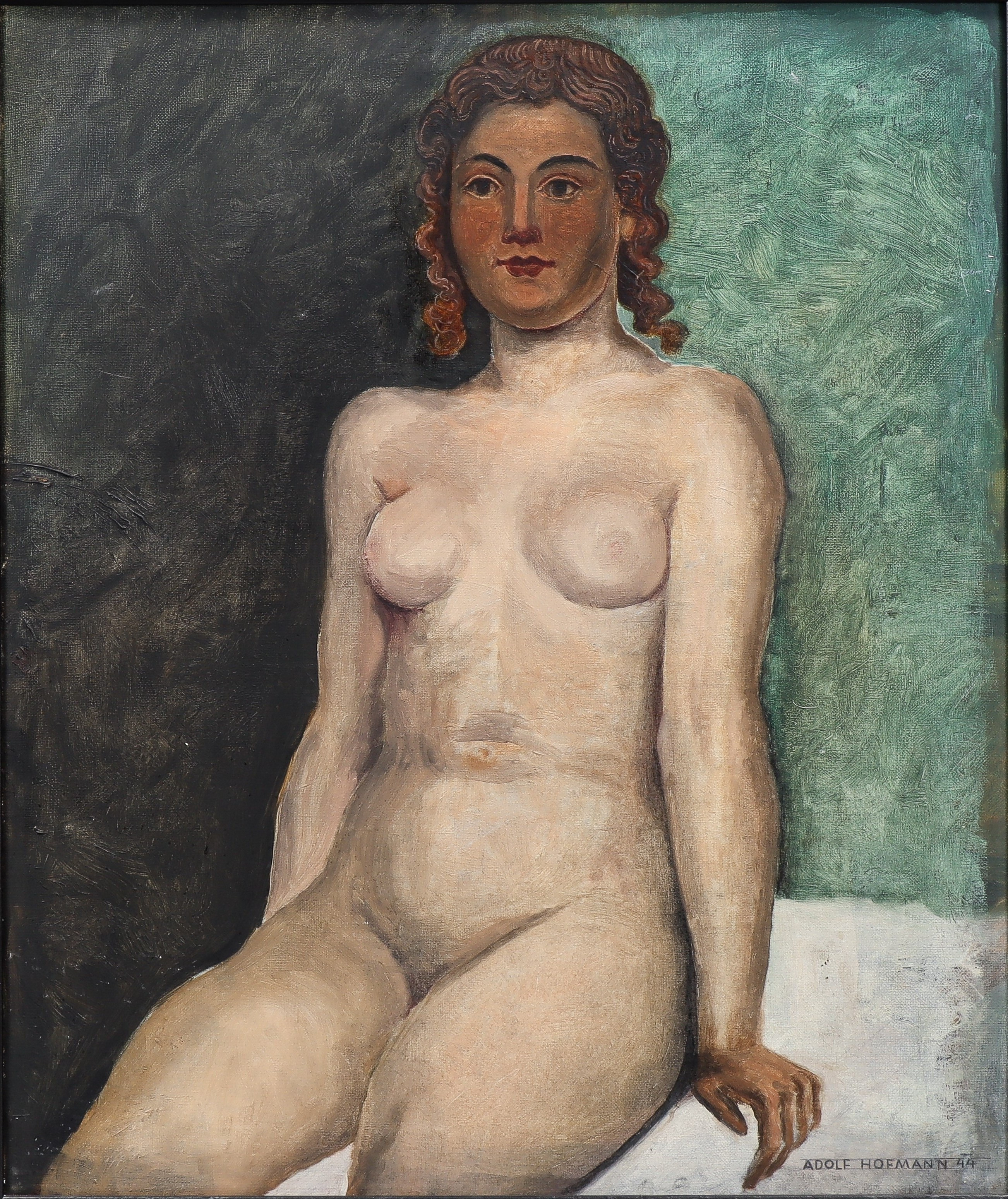 OIDENTIFIERAD KONSTNÄR, Sittande modell, signerad ADOLF HOFMANN daterad 44.