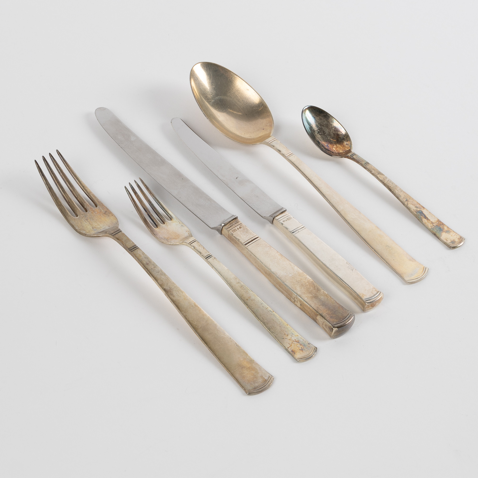 JACOB ÄNGMAN. Bestickservis, "Rosenholm", silver, 47 delar, Guldsmedsaktiebolaget GAB.