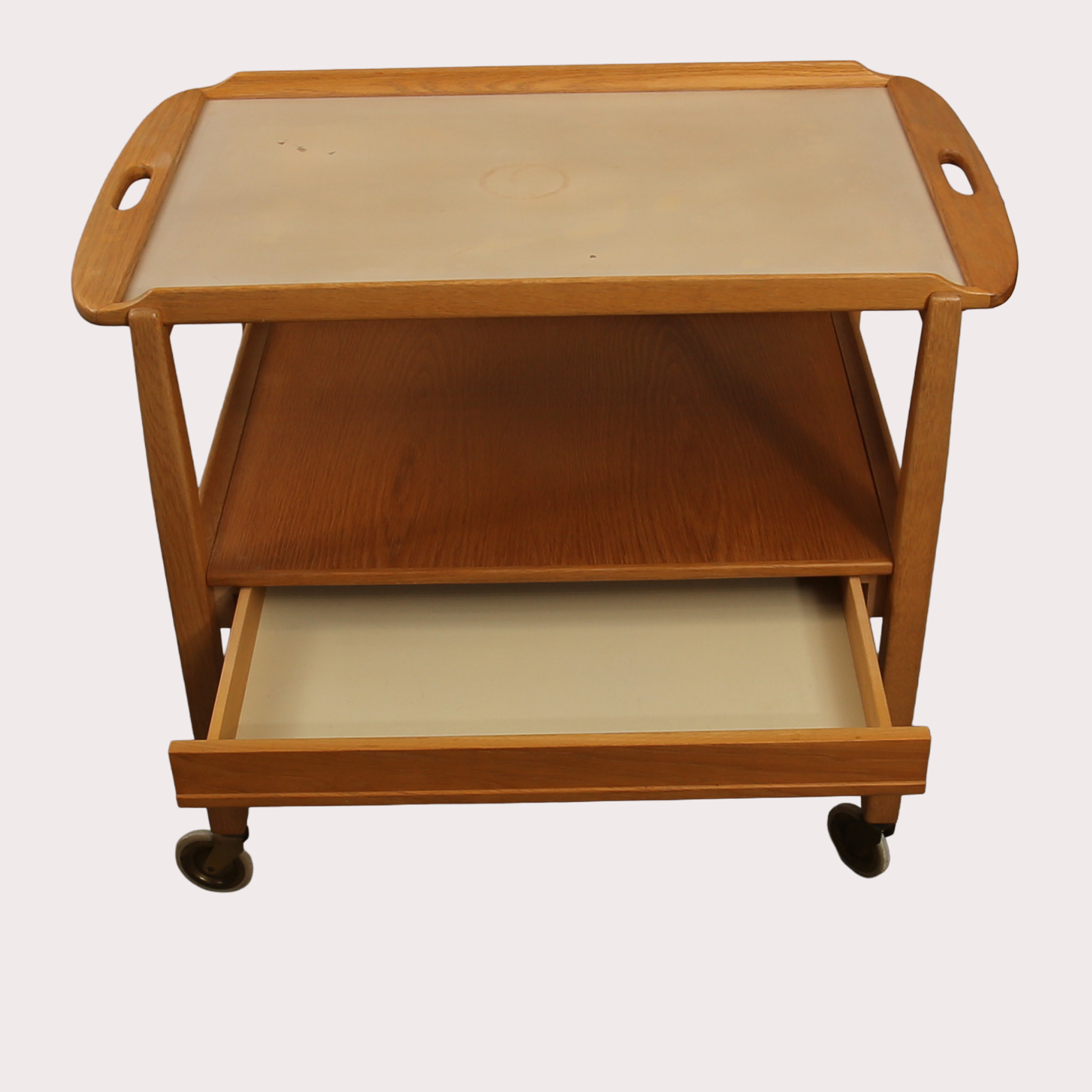 SERVERINGSVAGN, ek och laminat, modell "Julius", design Engström Myrstrand, Tingströms Möbler. 1900-talets tredje fjärdedel.