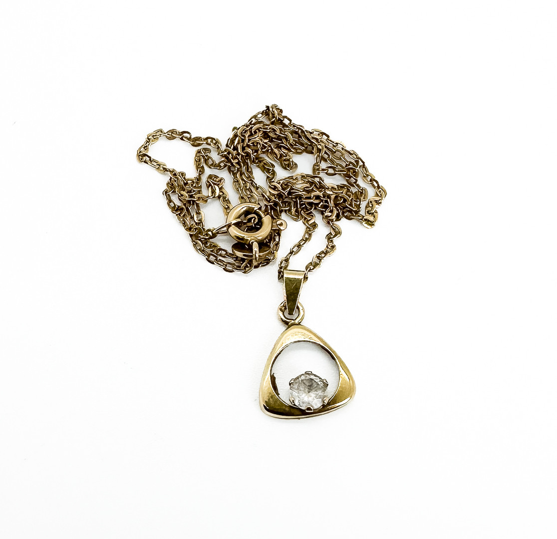COLLIER & HÄNGE, liten kristall, 18k Guld.