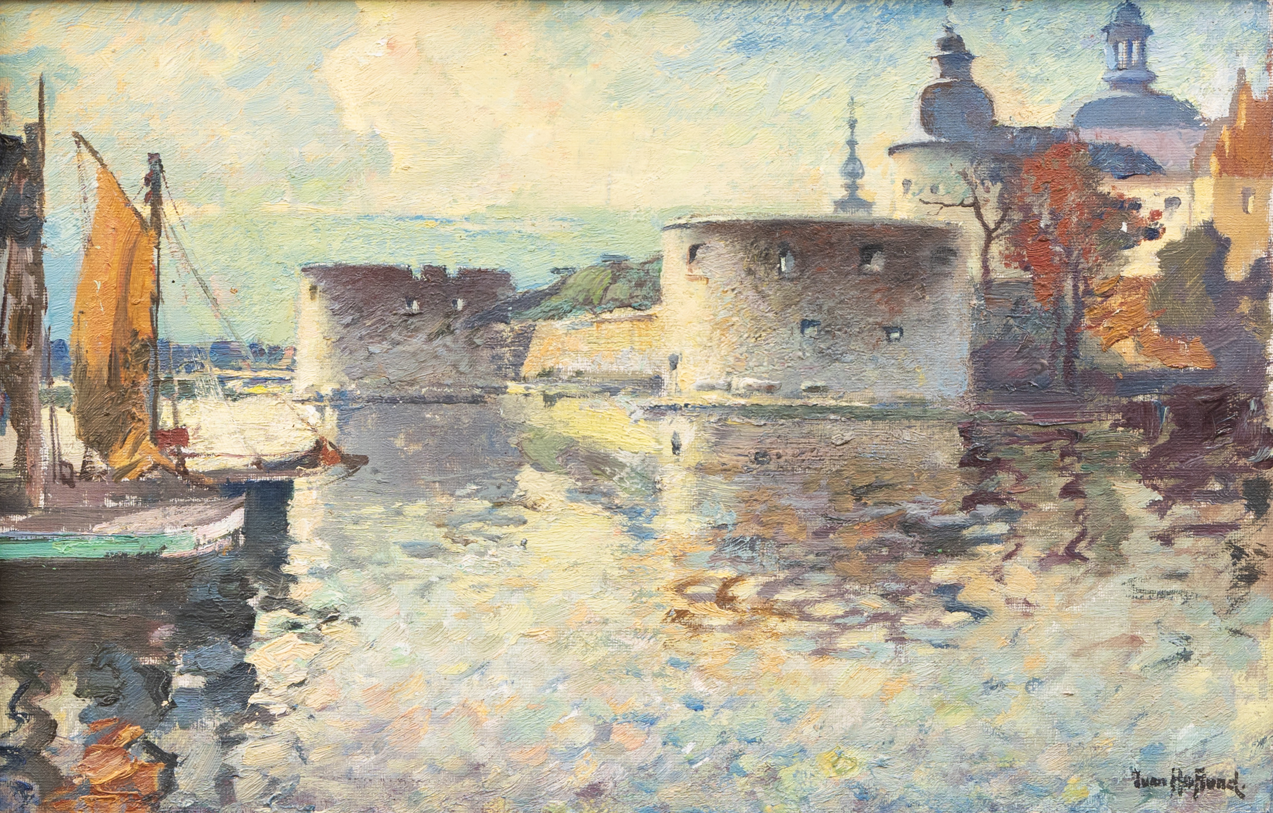 IVAR HAFLUND. Kalmar slott, olja på duk, signerad.