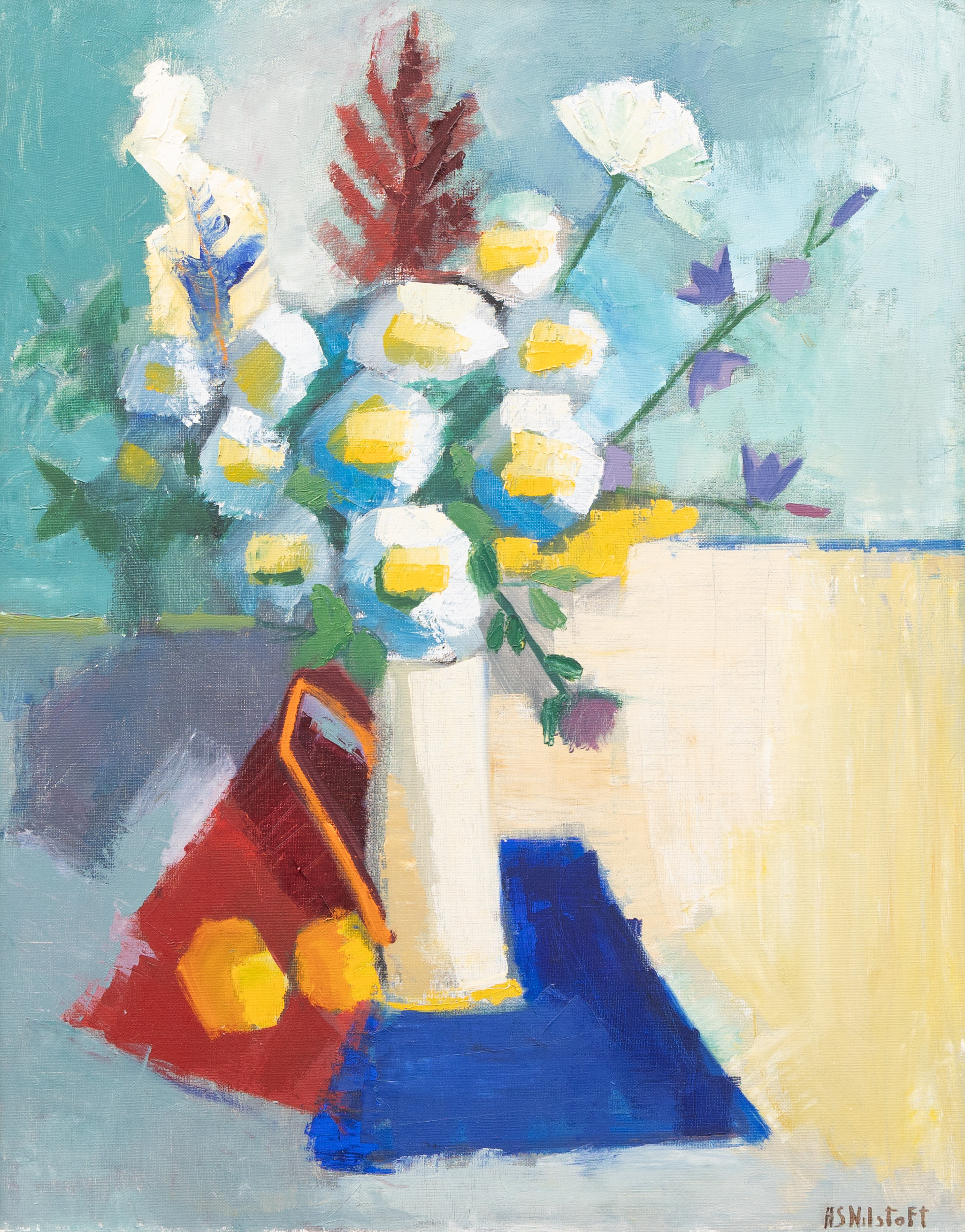 ANNA-STINA LORENTZE NILSTOFT (1928–2017). "Sommarblommor", olja på duk, signerad.