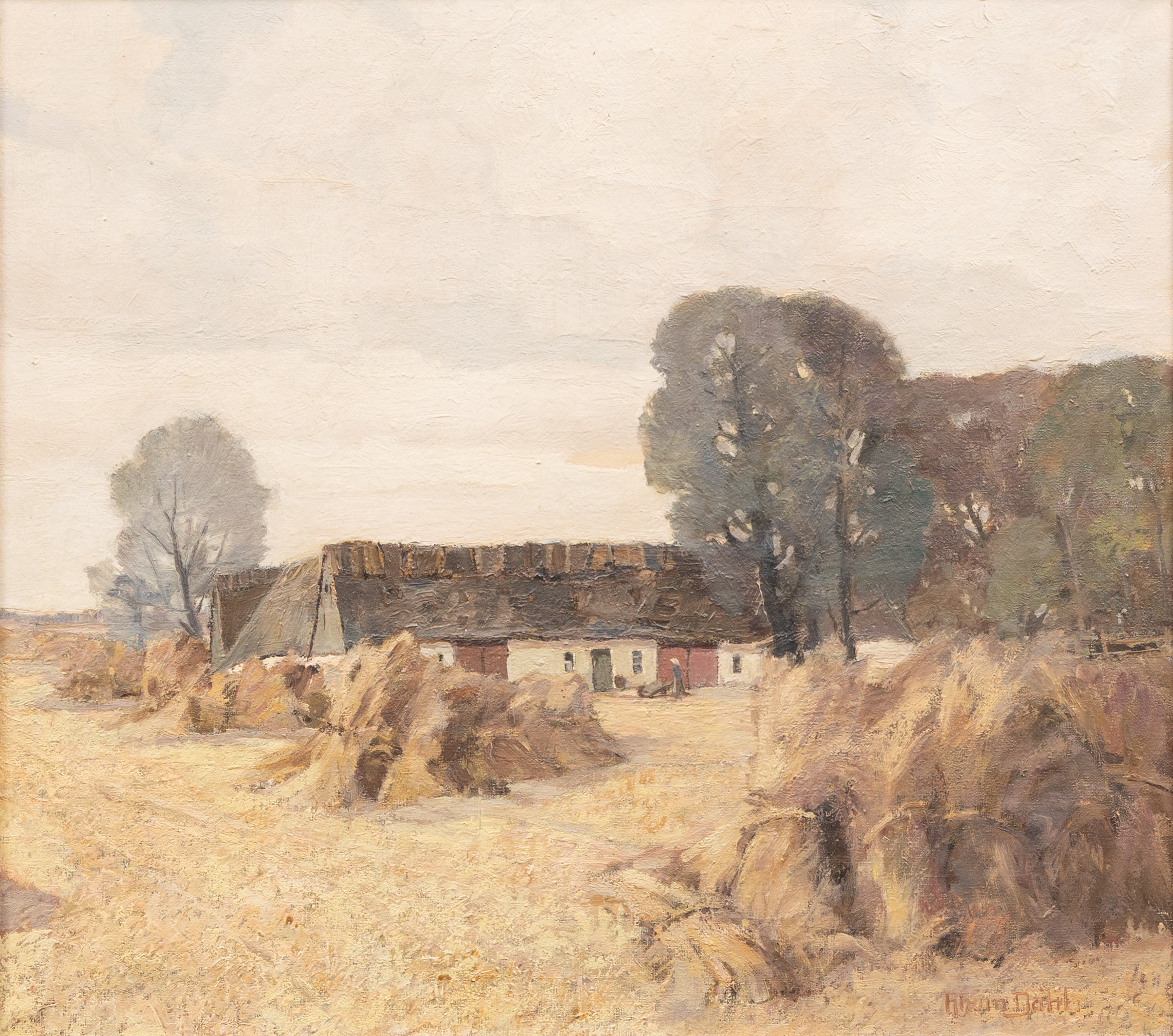 ALWIN DAHL (1889-1971). Gård i landskap, olja på duk, signerad.