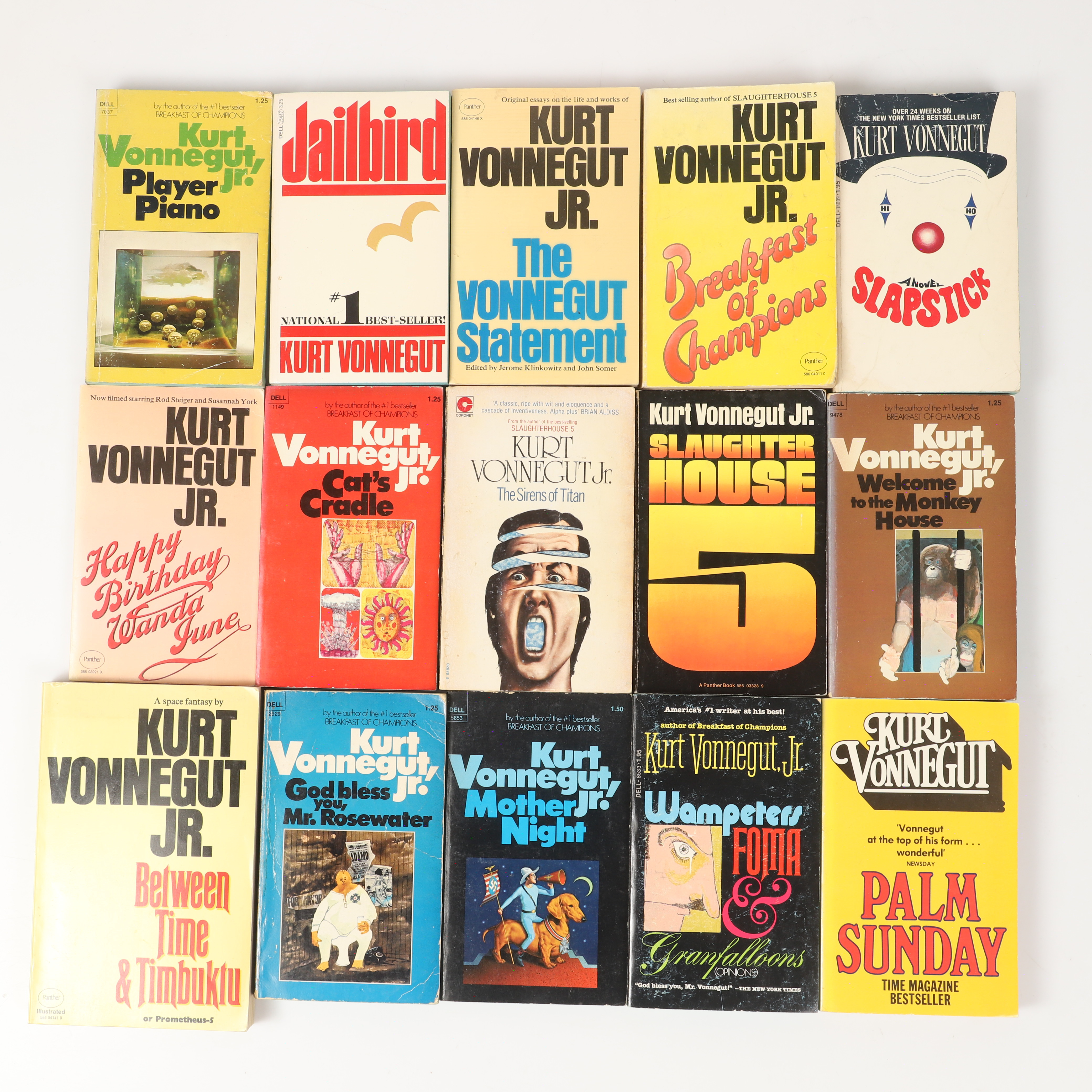 ROMANER, 15 stycken i pocket, Kurt Vonnegut,. bokförlaget Panther m. fl. , 1970-tal.