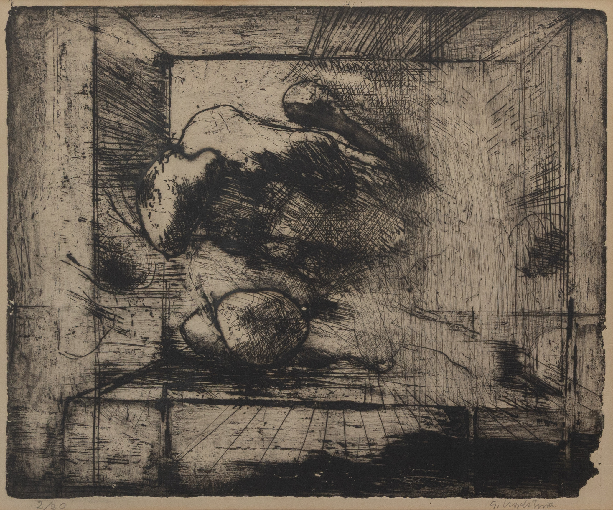 GERHARD  NORDSTRÖM. Komposition, litografi nr 2/20, signerad.