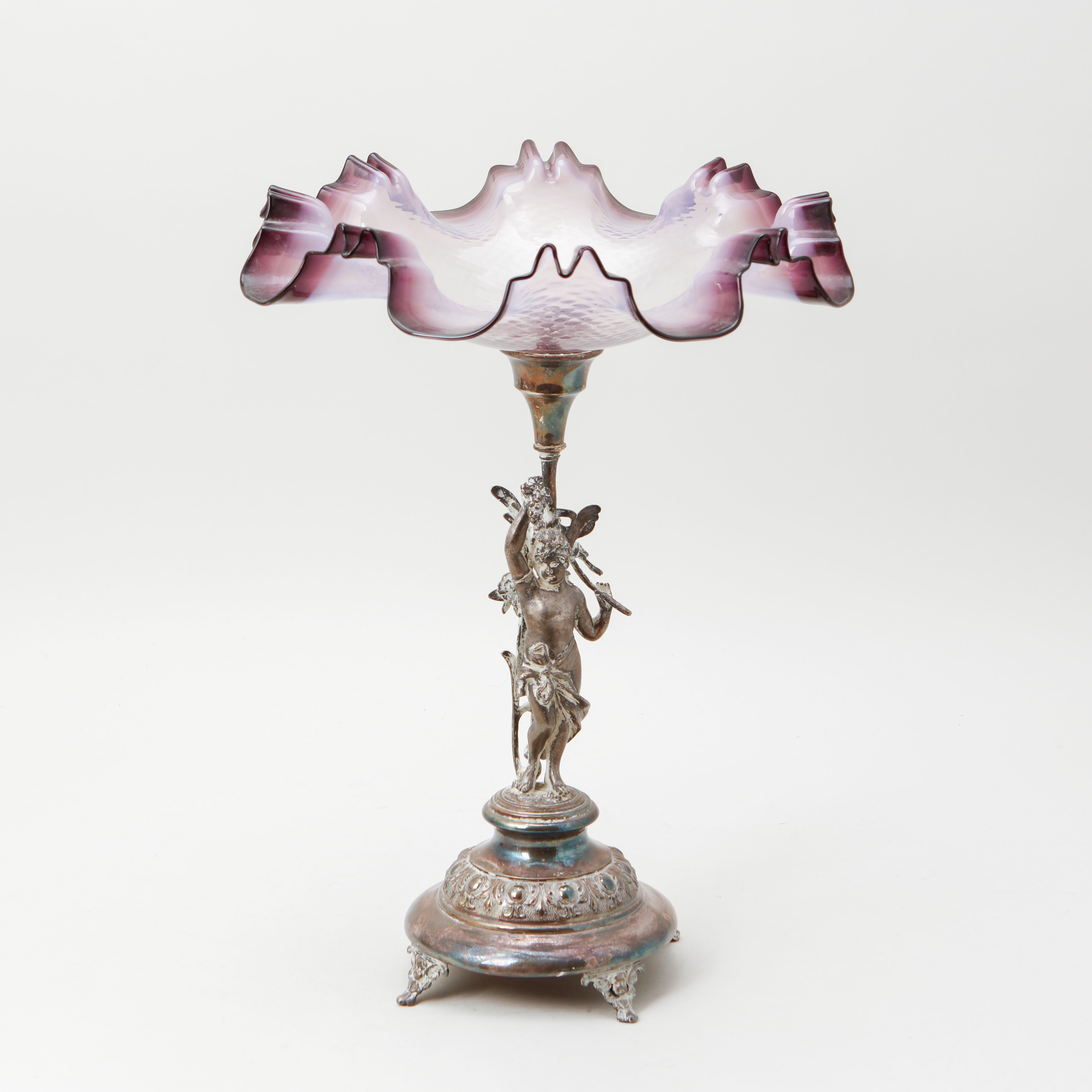 UPPSATSSKÅL, glas och metall, 18/1900-tal.