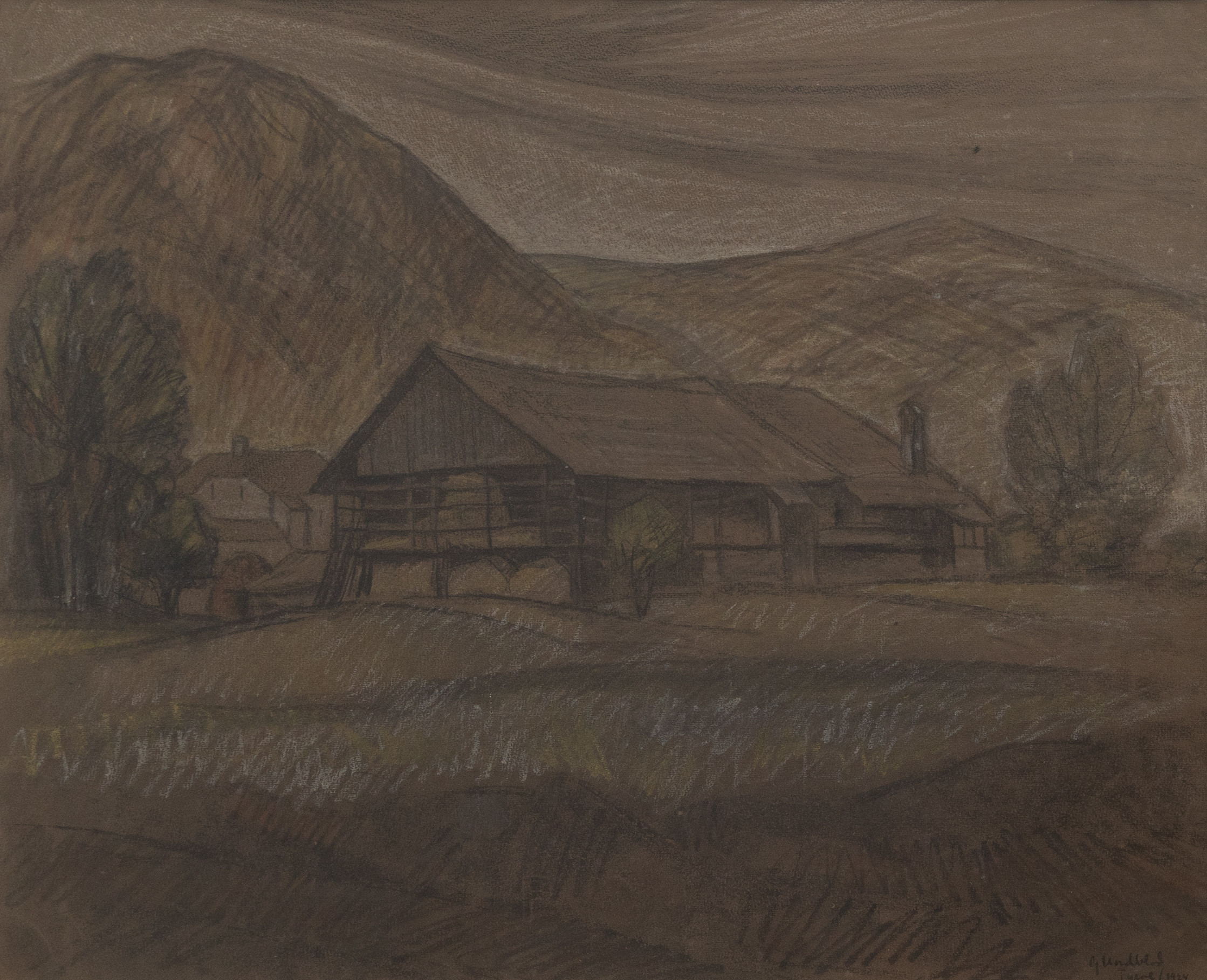 OIDENTIFIERAD KONSTNÄR. Fjällmotiv, blandteknik, otydligt signerad och daterad 1924.