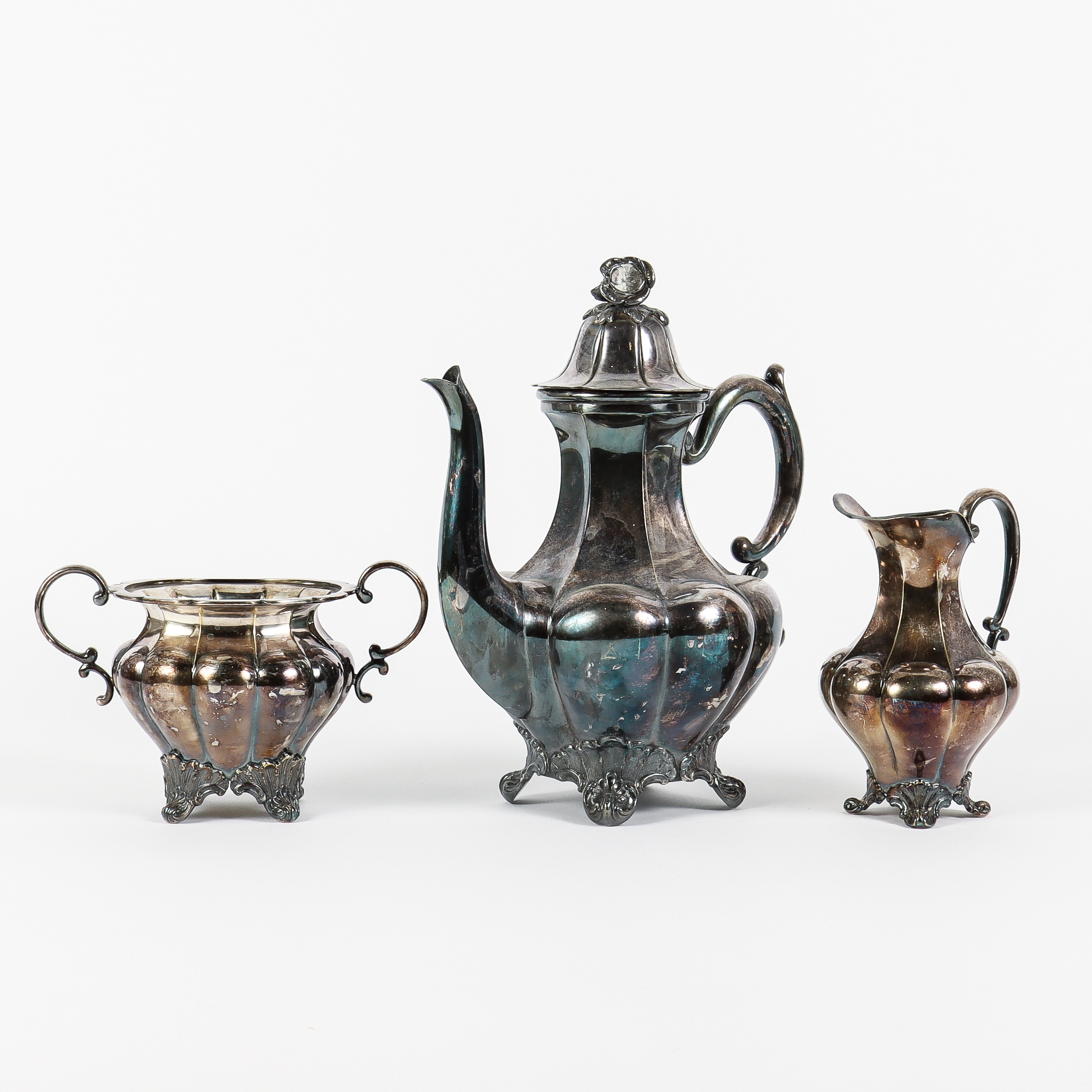 KAFFESERVIS nysilver, 3 delar.