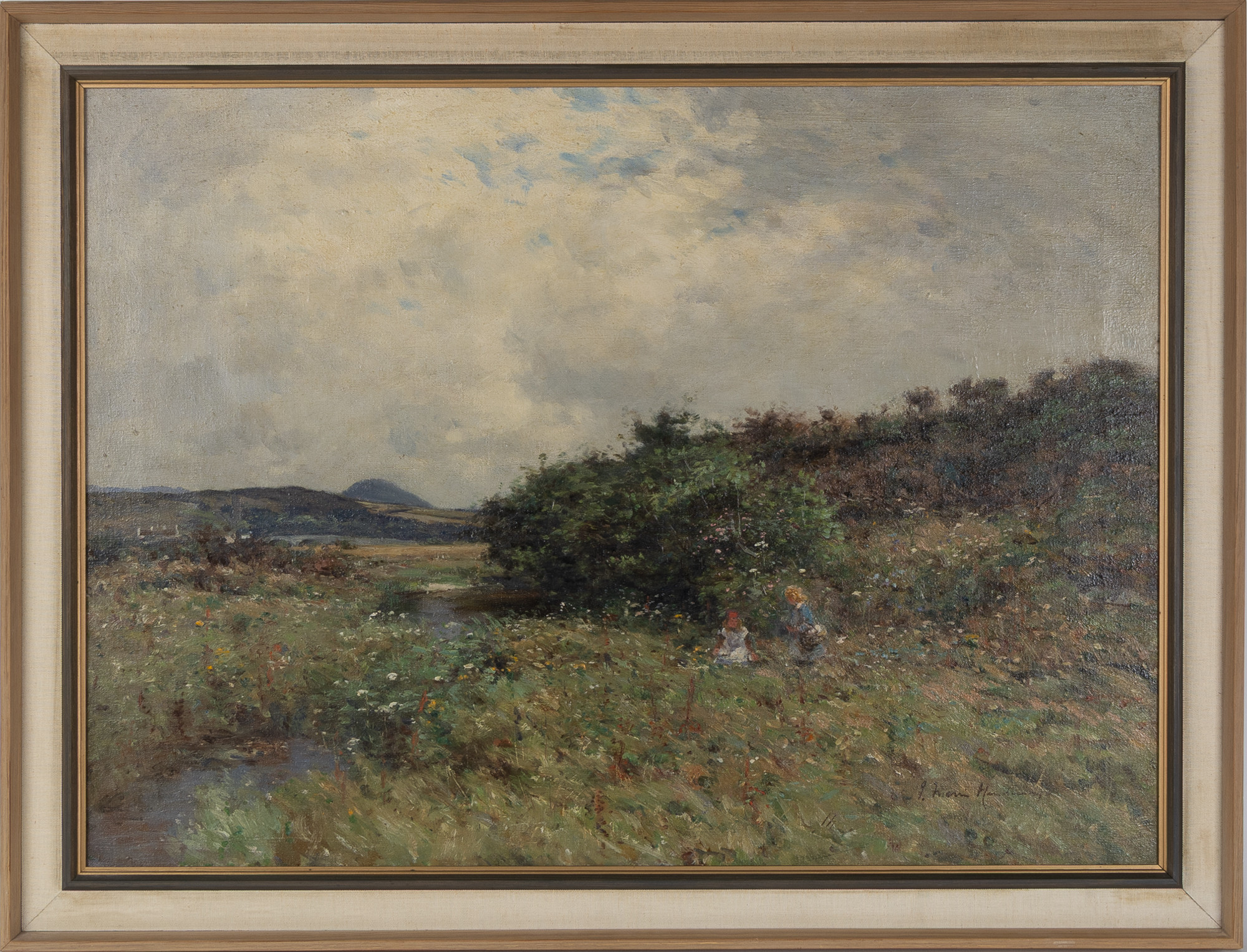 OIDENTIFIERAD KONSTNÄR. Olja på duk, landskap, signerad, troligen Storbritannien, omkring 1900.