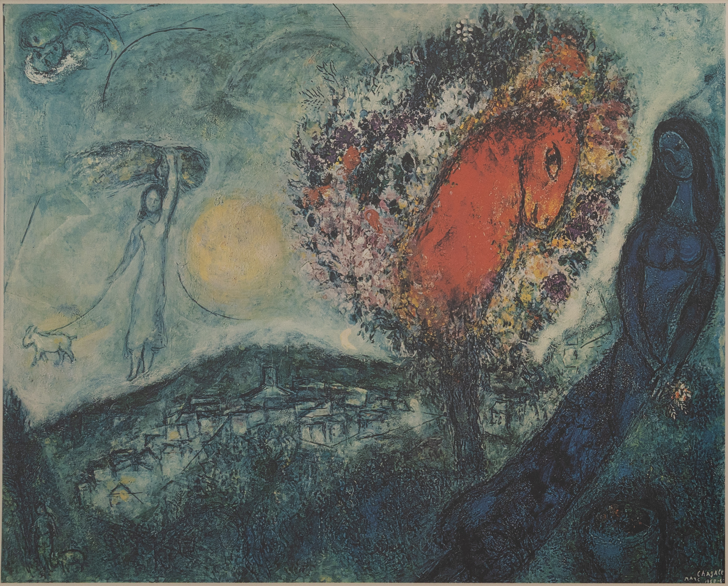 MARC CHAGALL. EFTER. "La femme coq", offsetryck, signerad i tryck.