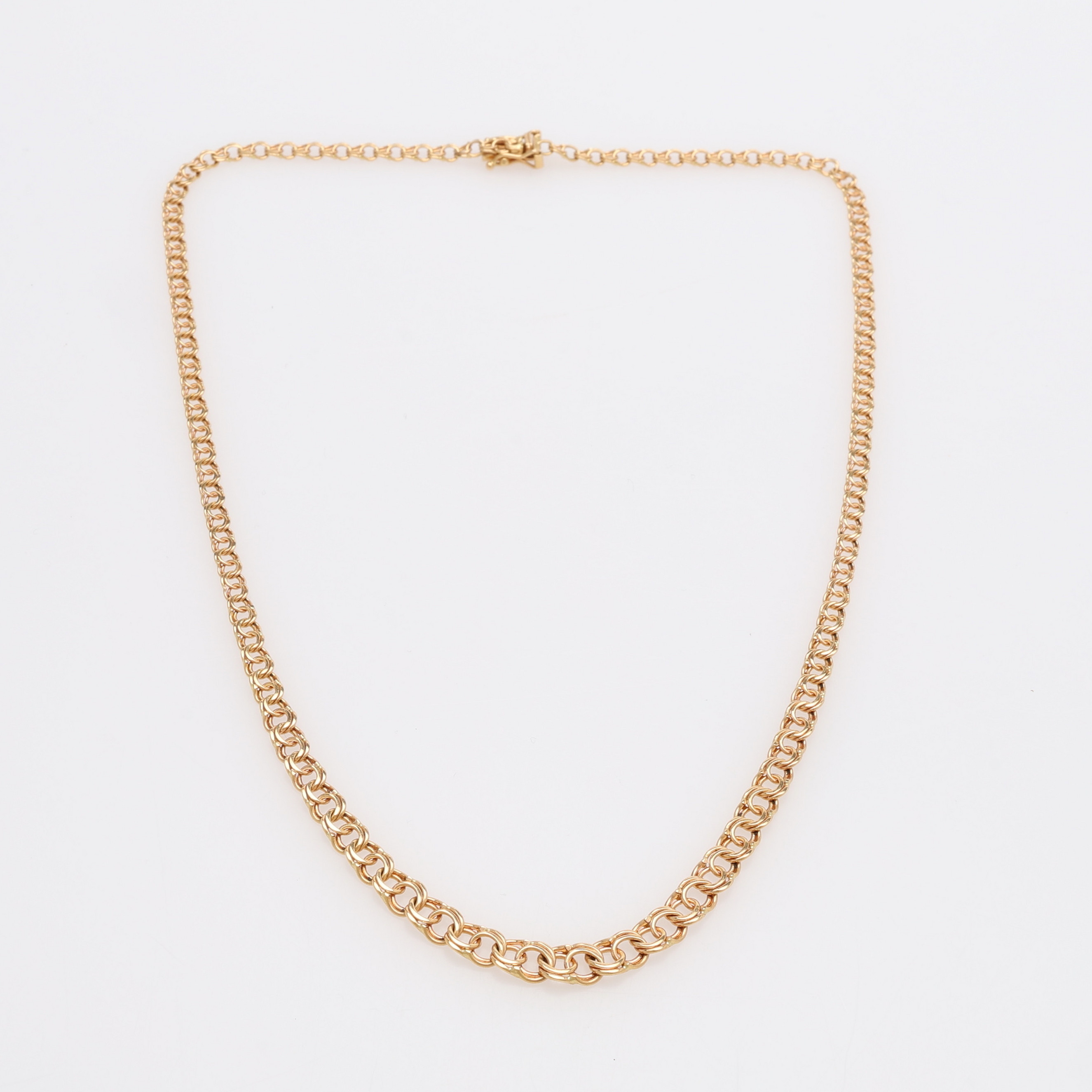 COLLIER, 18K GULD, DOSERAD BISMARCKLÄNK, VIKT CIRKA 10,3 GRAM.