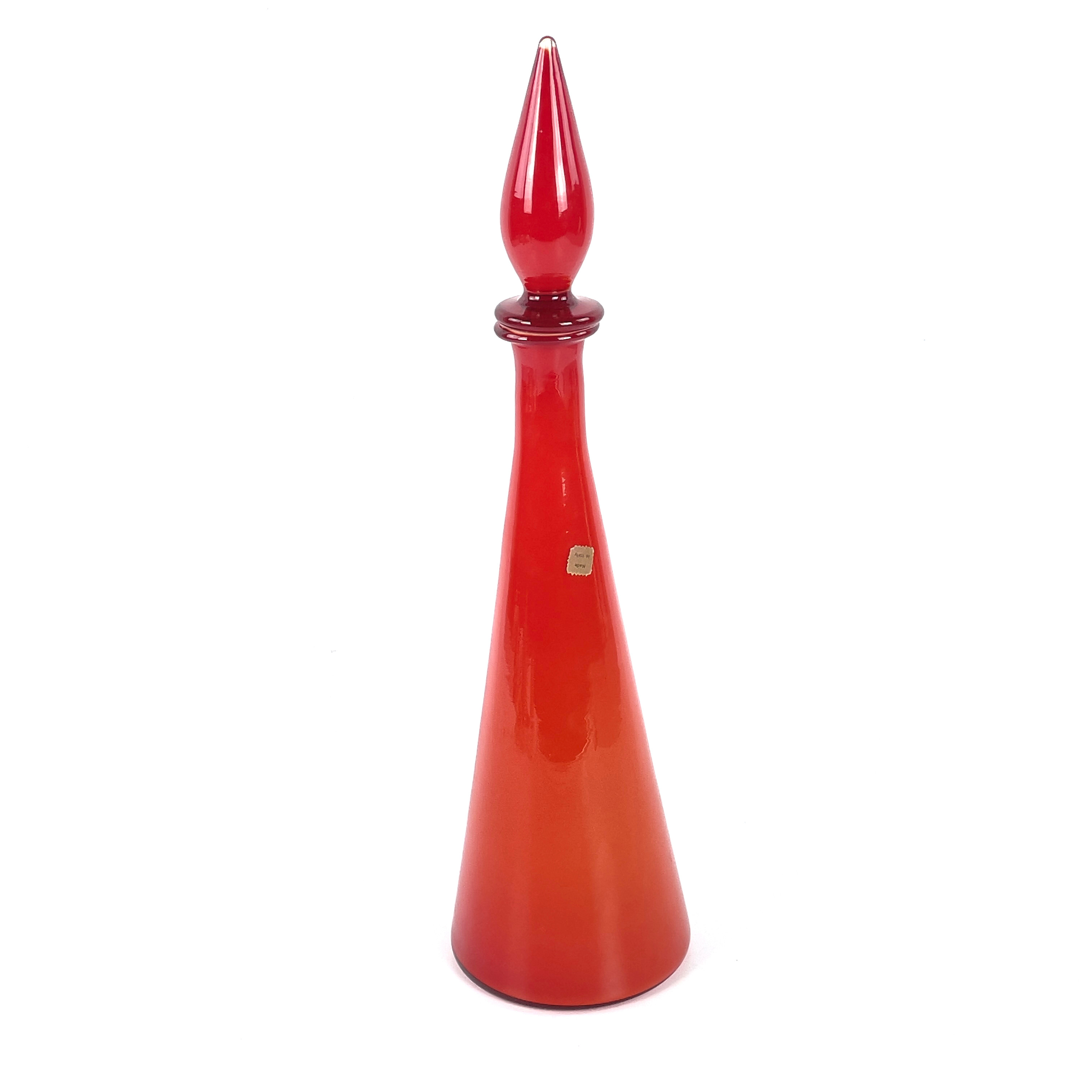 KARAFF med propp, glas, Empoli, Italien, 1900-talets andra hälft.