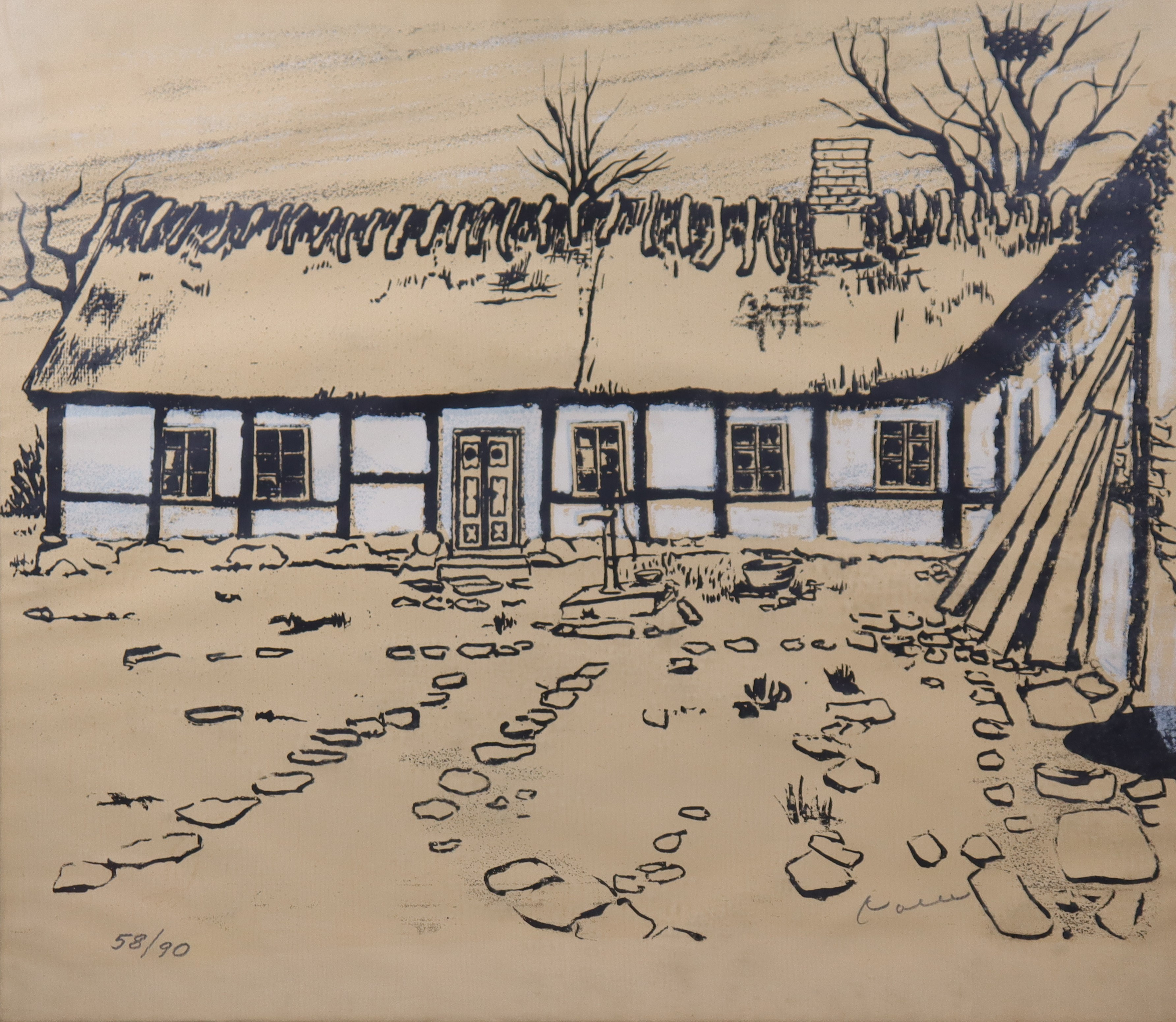ARNOLD "NOLLE" SVENSSON. serigrafi, "Eblemannagården".