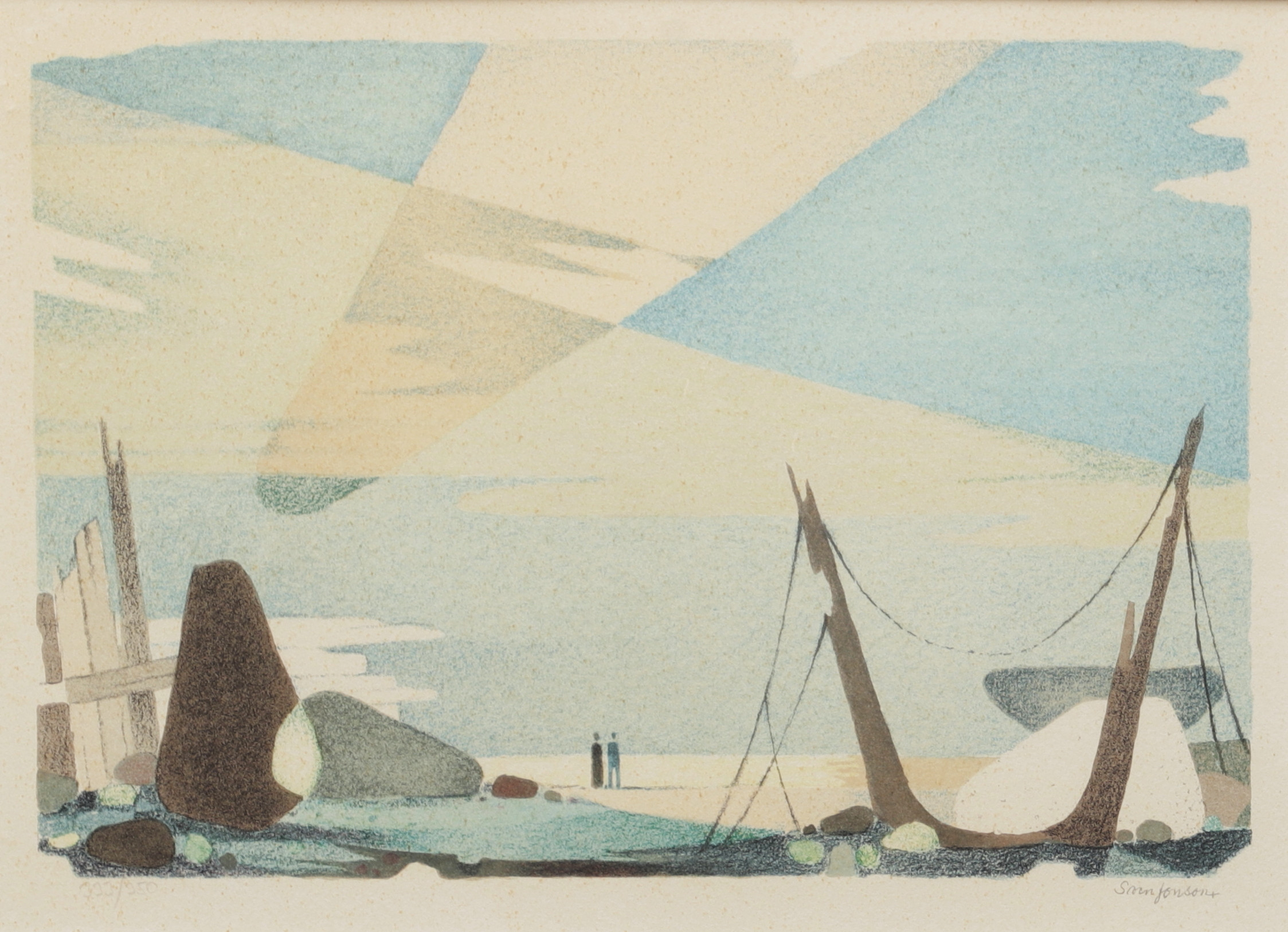 SVEN JONSON. Strandparti, litografi, signerad och numrerad.