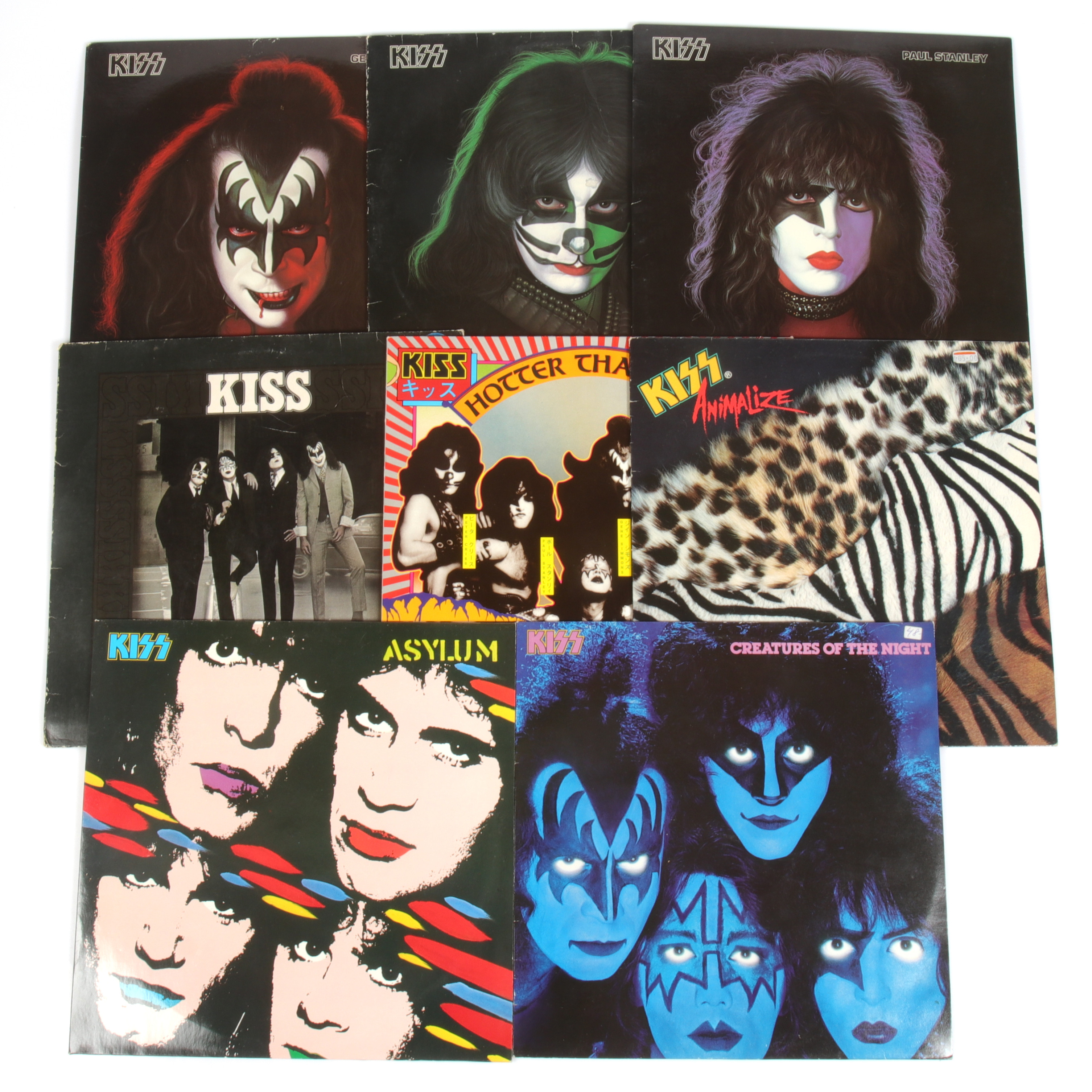 LP-SKIVOR, 8 st, Kiss, hårdrock. 1970/80-tal.