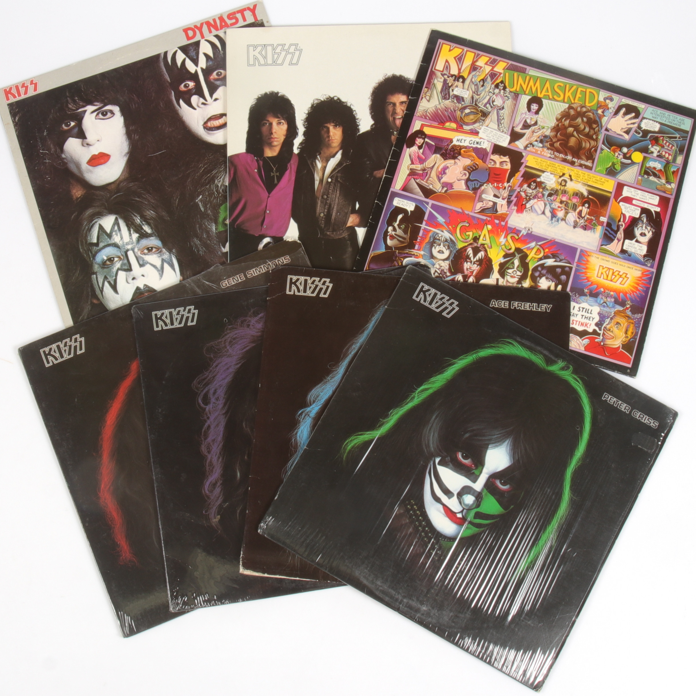 LP-SKIVOR, 7 st, Kiss, hårdrock. 1970/80-tal.