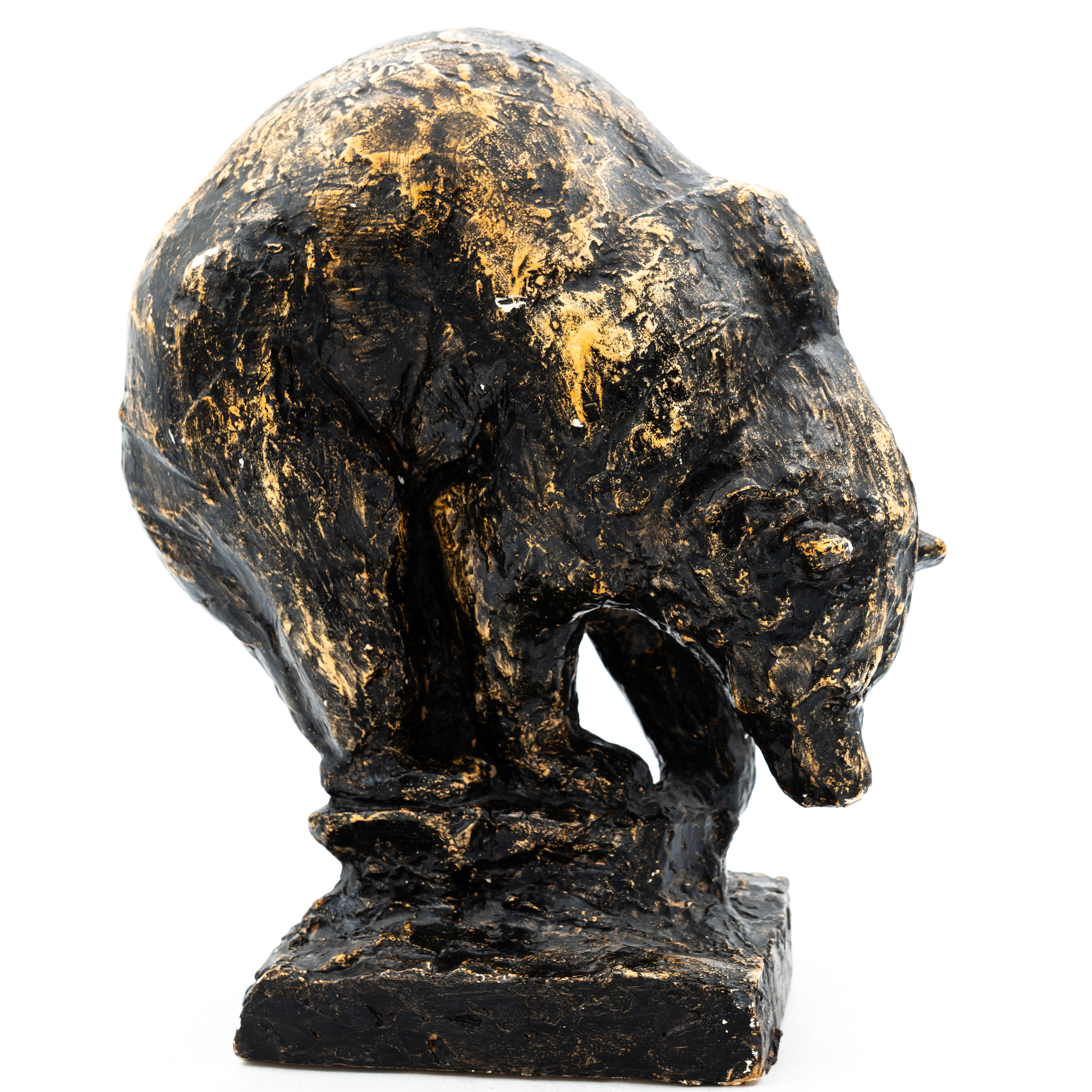 ARVID KNÖPPEL. Skulptur, Björn, Patinerat gips, Signerad.
