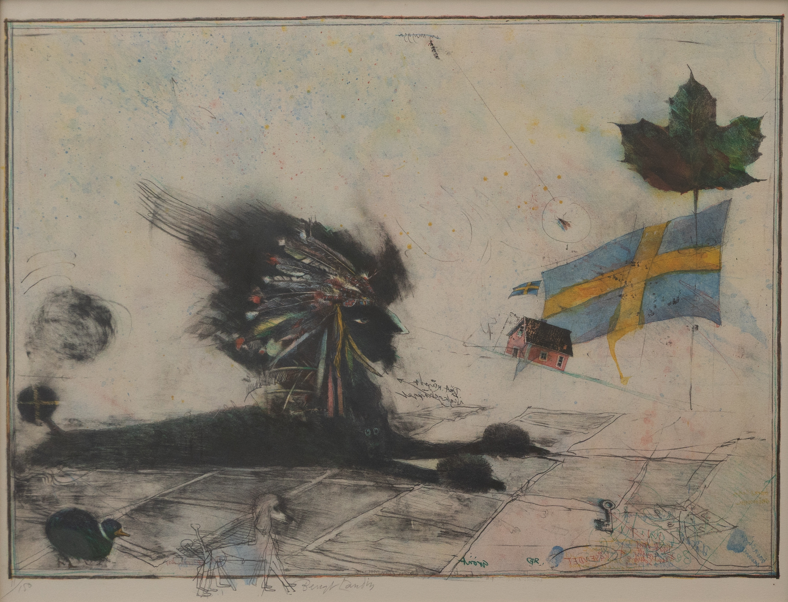 BENGT LANDIN. "Väsendet", färglitografi, signerad och numrerad 11/150.
