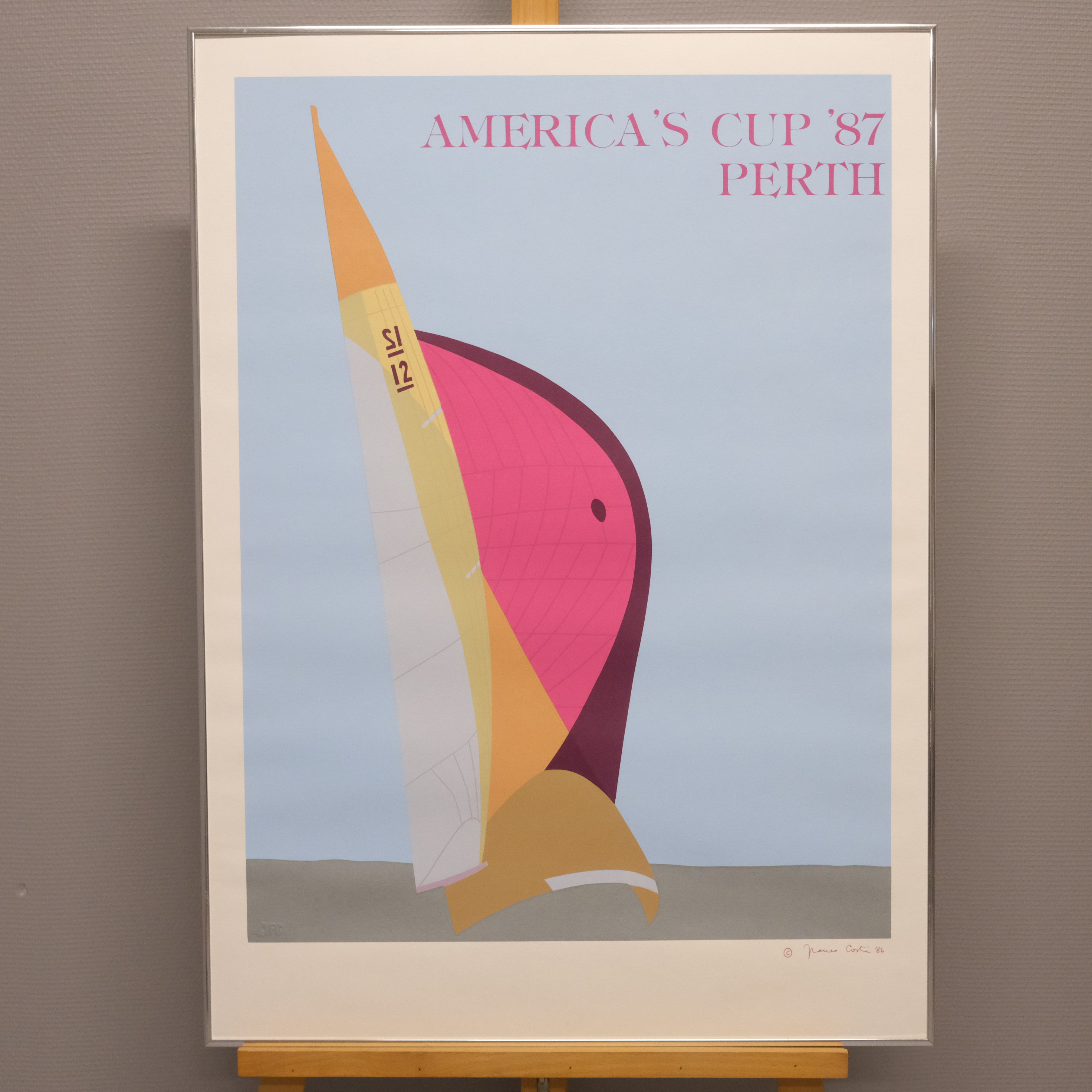 FRANCO COSTA. EFTER. FÄRGLITOGRAFI. "AMERICA'S CUP '87 PERTH".