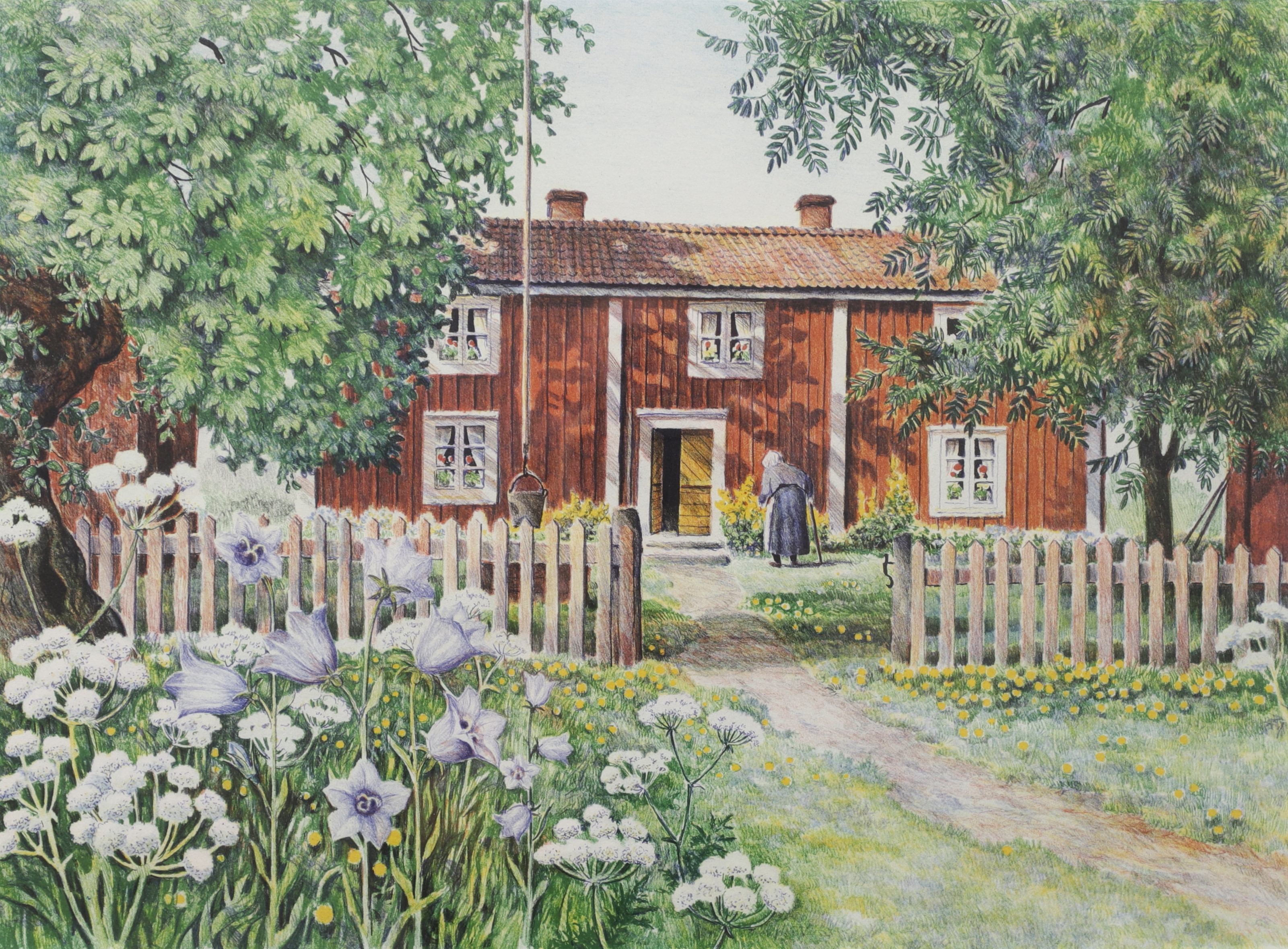 BJÖRN GIDSTAM. "Sommaridyll", litografi, signerad och numrerad.