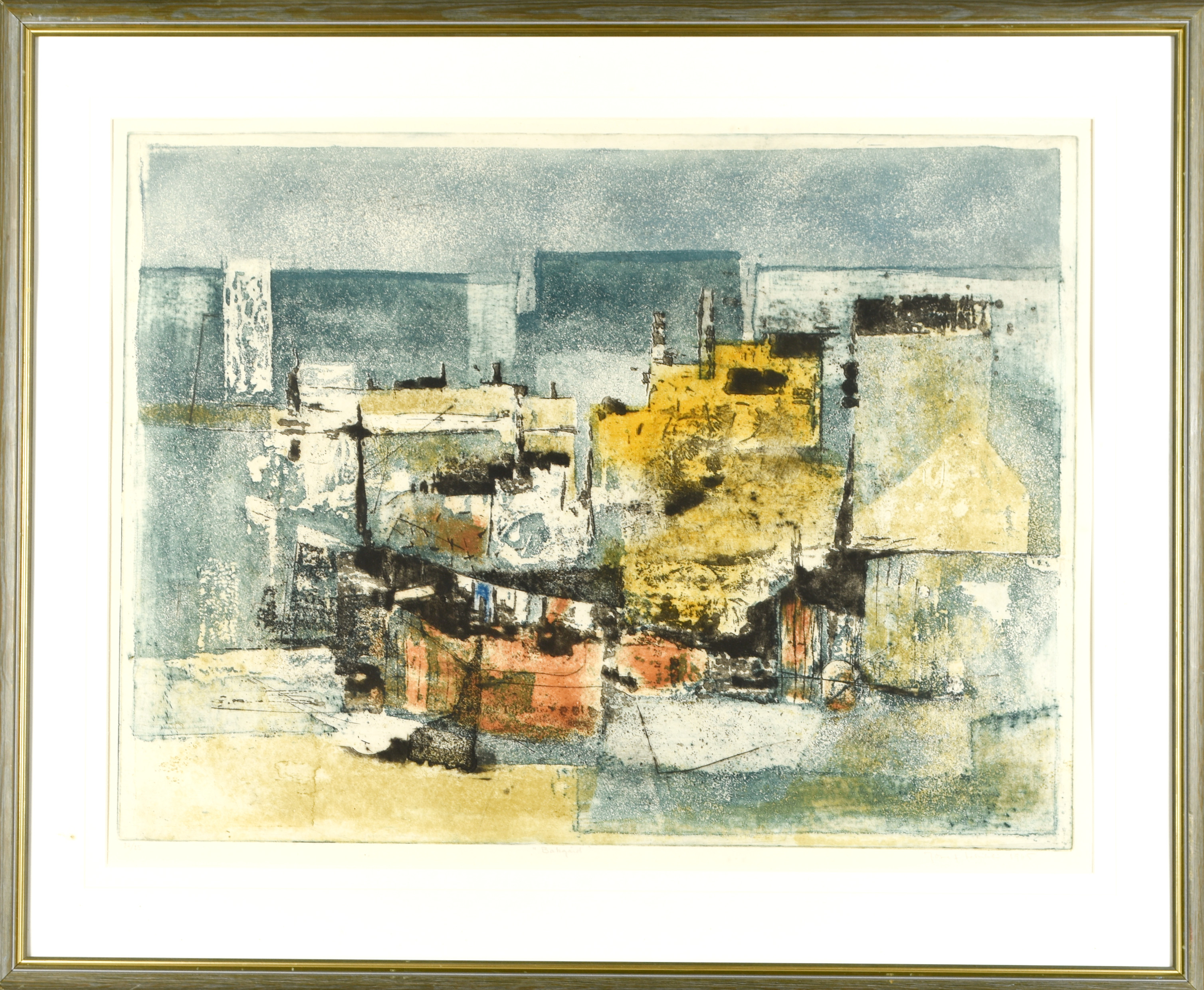 JOSEF SCHIBLI. Färgetsning, "Bakgård", Numrerad: 22/25, Signerad, 1965.