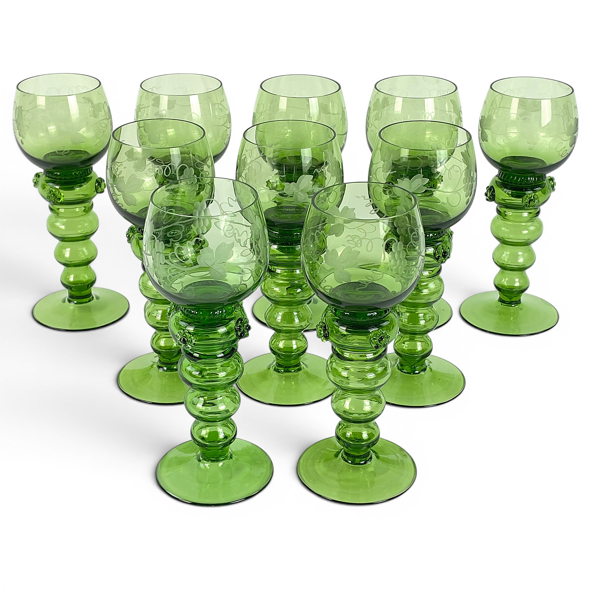REMMARE, 10 st, glas, troligen Theresienthal, Tyskland, omkring 1900-talets andra hälft.