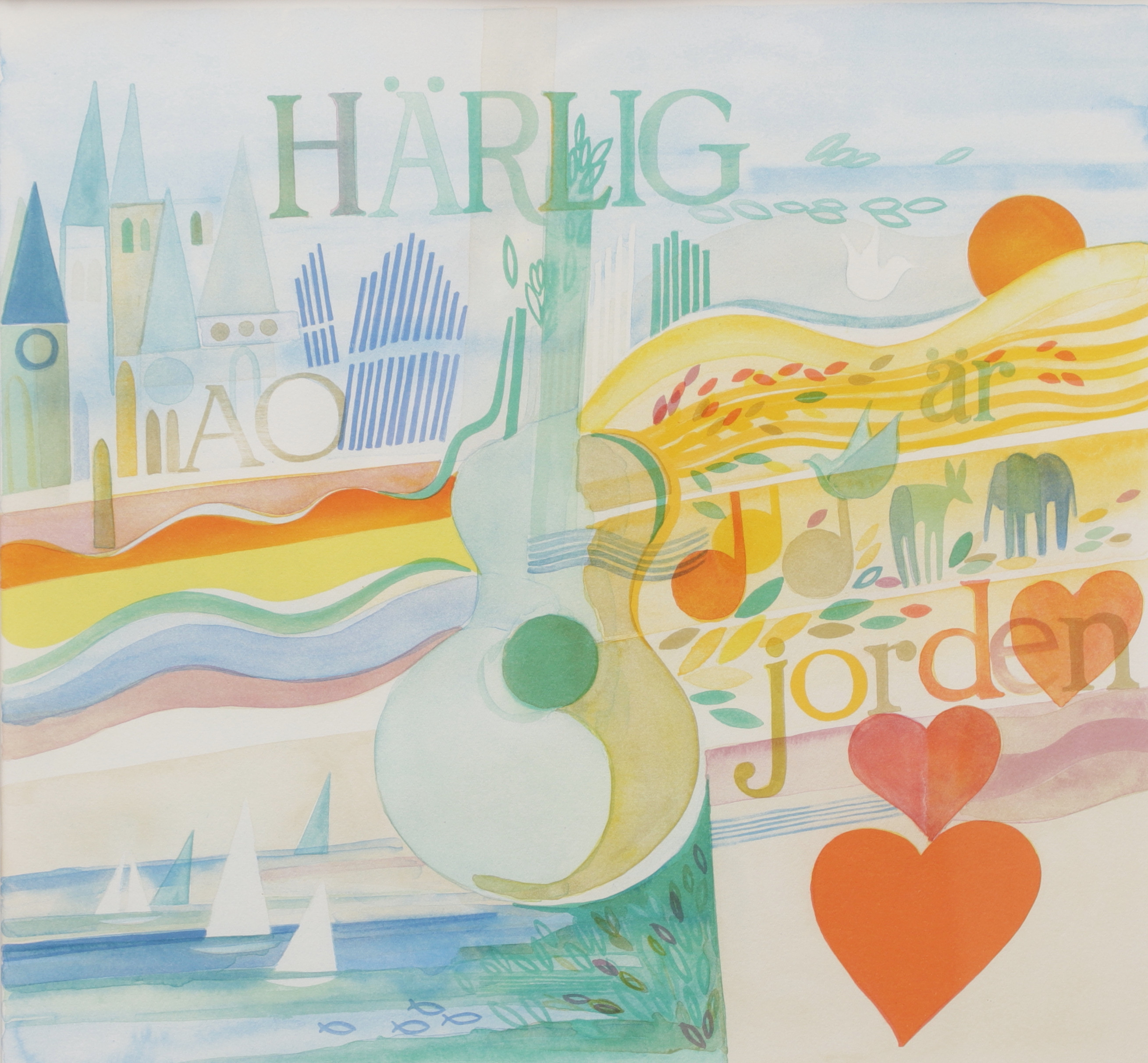 KJELL LÖNNÅ. "Härlig är jorden". Färglitografi, signerad och numrerad 33/360.