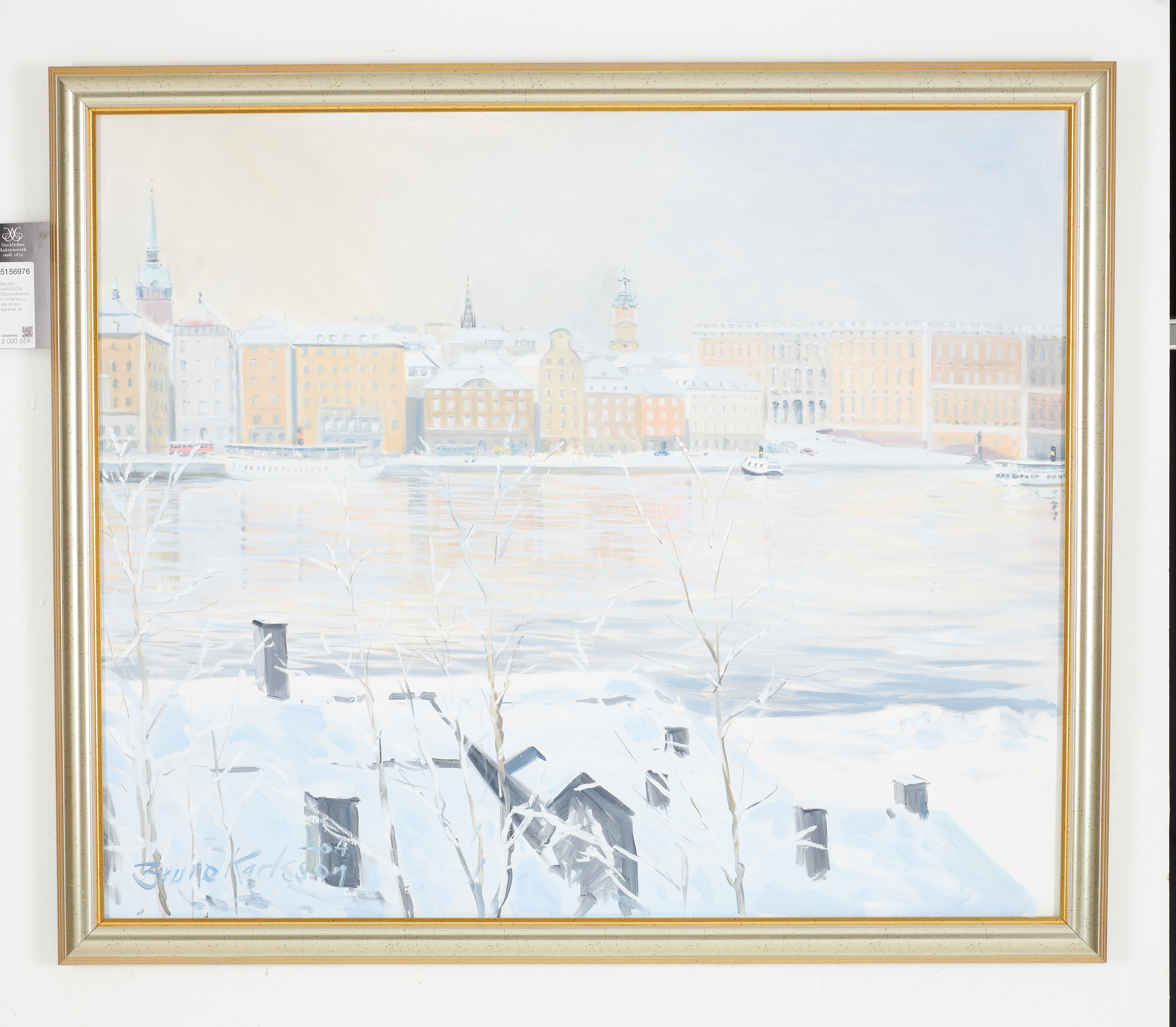 BRUNO KARLSSON. Stockholmsmotiv i vinterskrud, olja på duk, signerad och daterad -04.