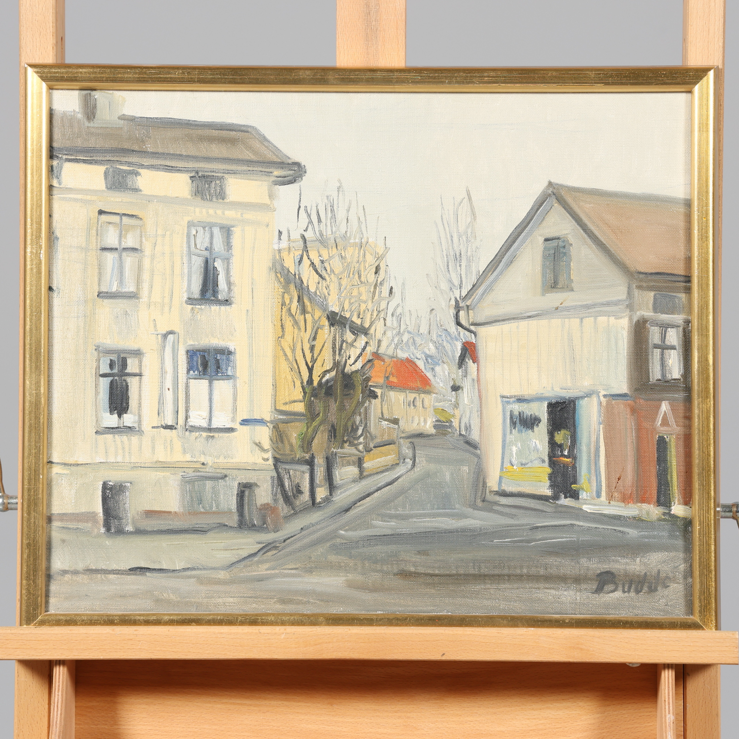 BUDDE NIELSEN. OLJA PÅ DUK, "Gröna gatan, Göteborg" Signerad.